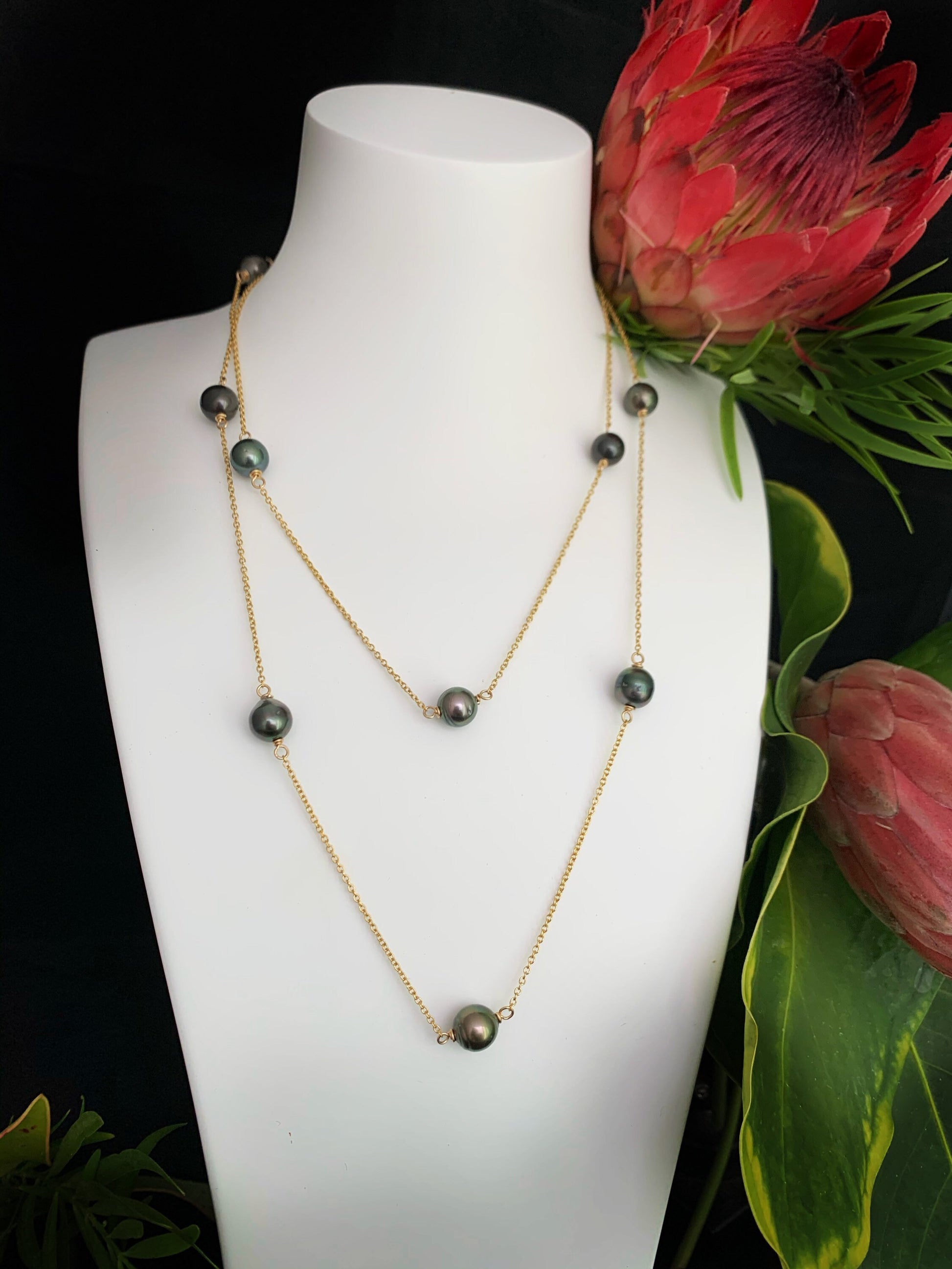 Tahitian pearl necklace — Long style • statement jewelry • made in hawaii