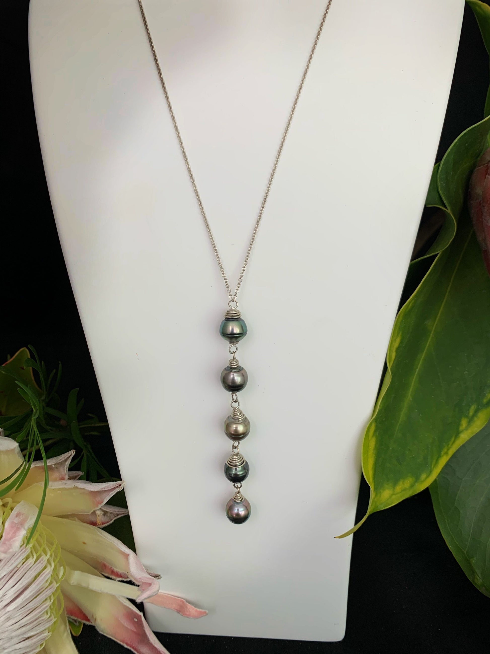 Long Tahitian Pearl Necklace – Handmade Black Pearl Jewelry • Hawaiian Artisan Gift