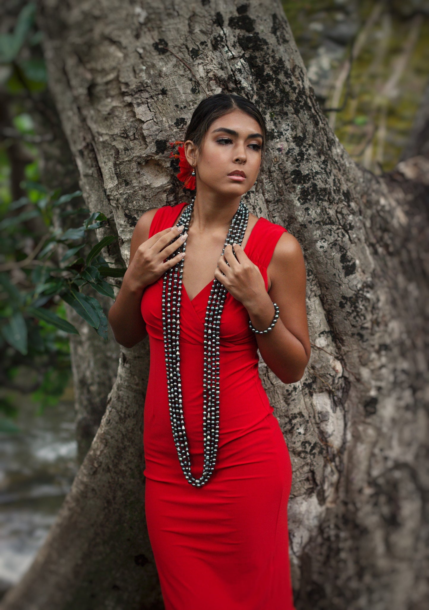 Tahitian Pearl Necklace • Extra Long Strand of Natural Pearls • Handmade in Hawaii