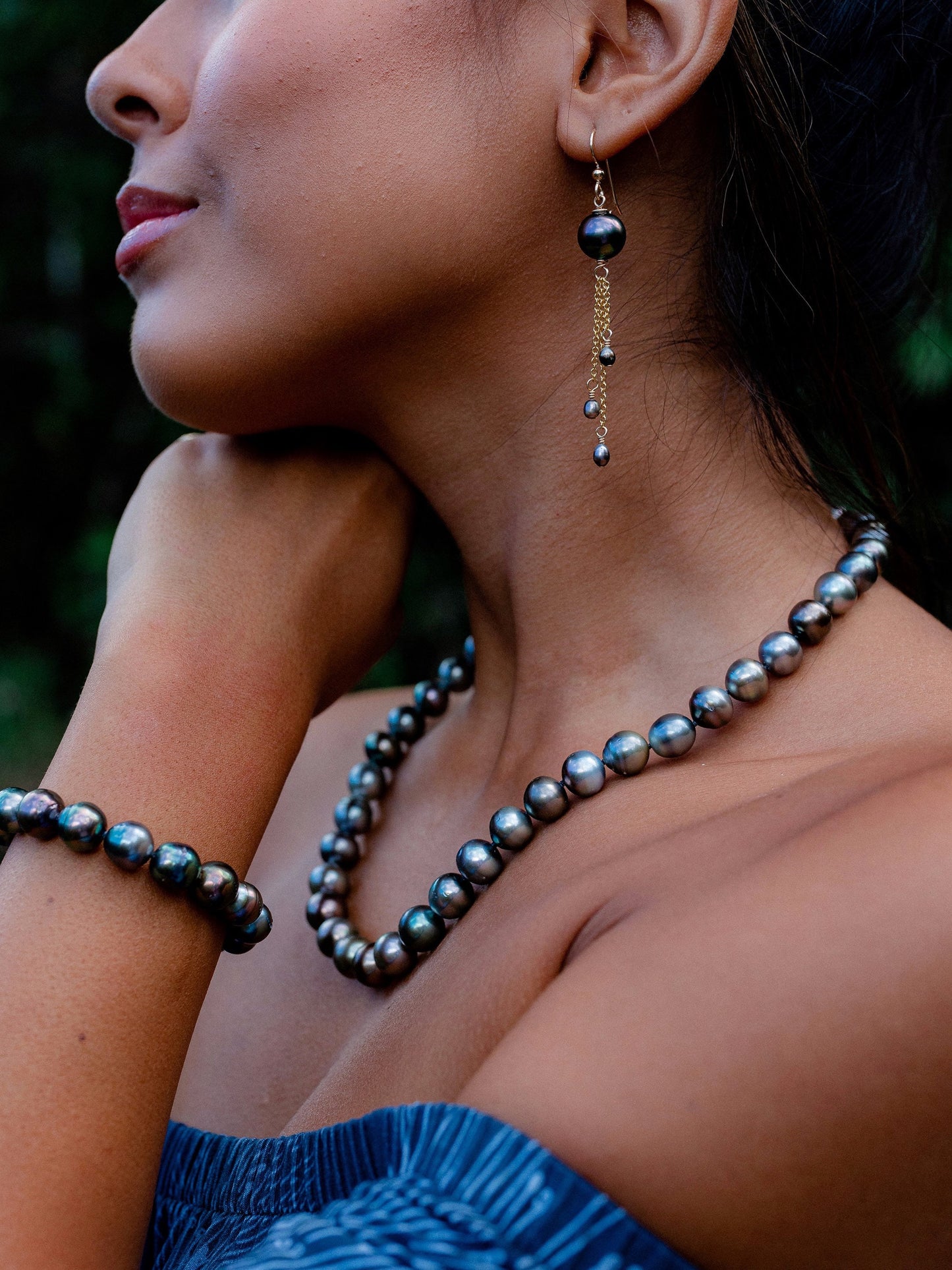 tahitian pearl and keshi dangle earrings in gold filled