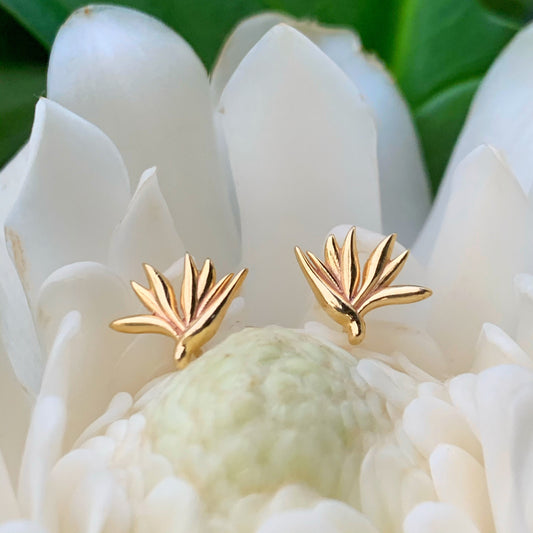 Bird of Paradise Stud Earrings : Sterling silver or Gold Vermeil Hawaiian jewelry