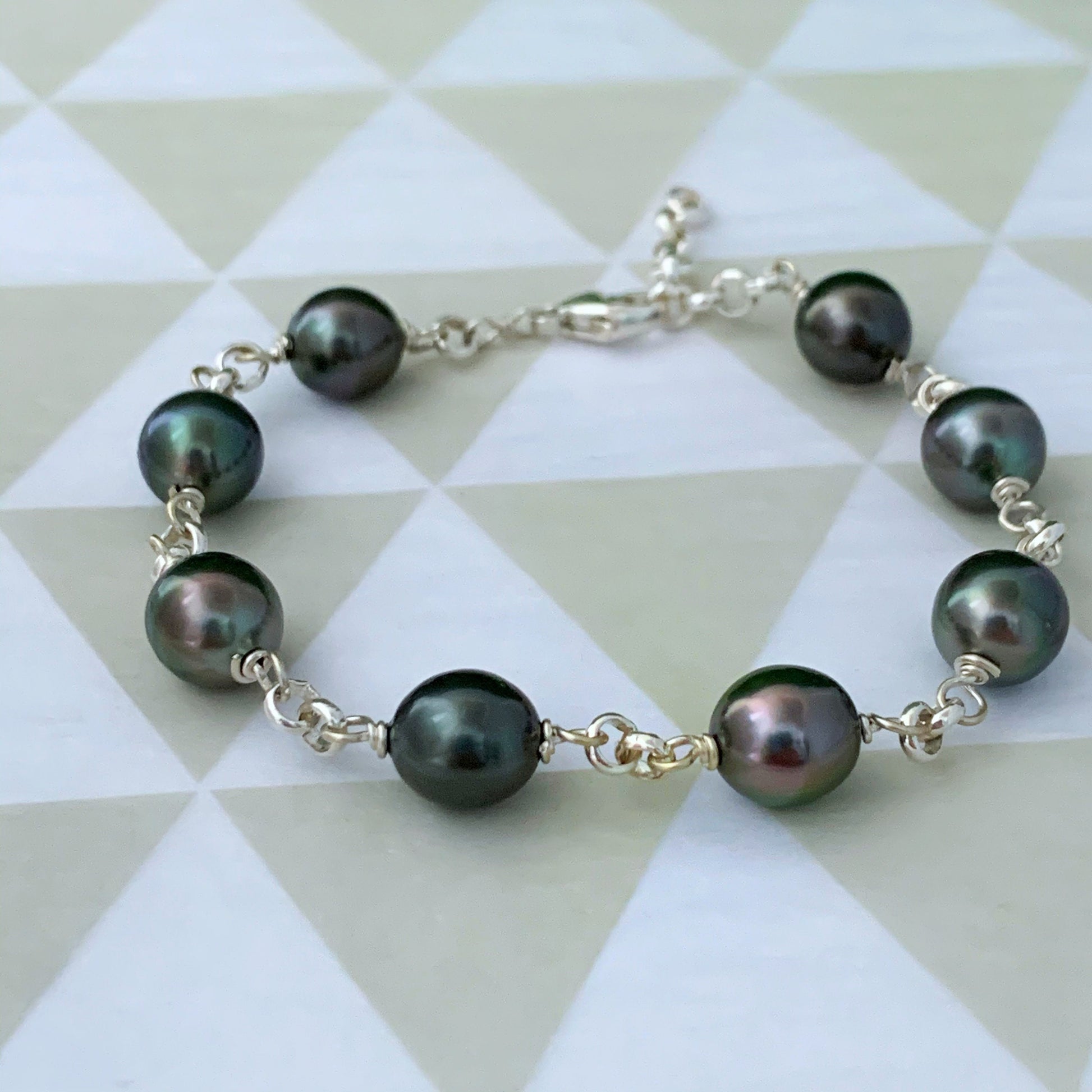 Tahitian Pearl Link Bracelet: Sterling Silver or Gold-Filled