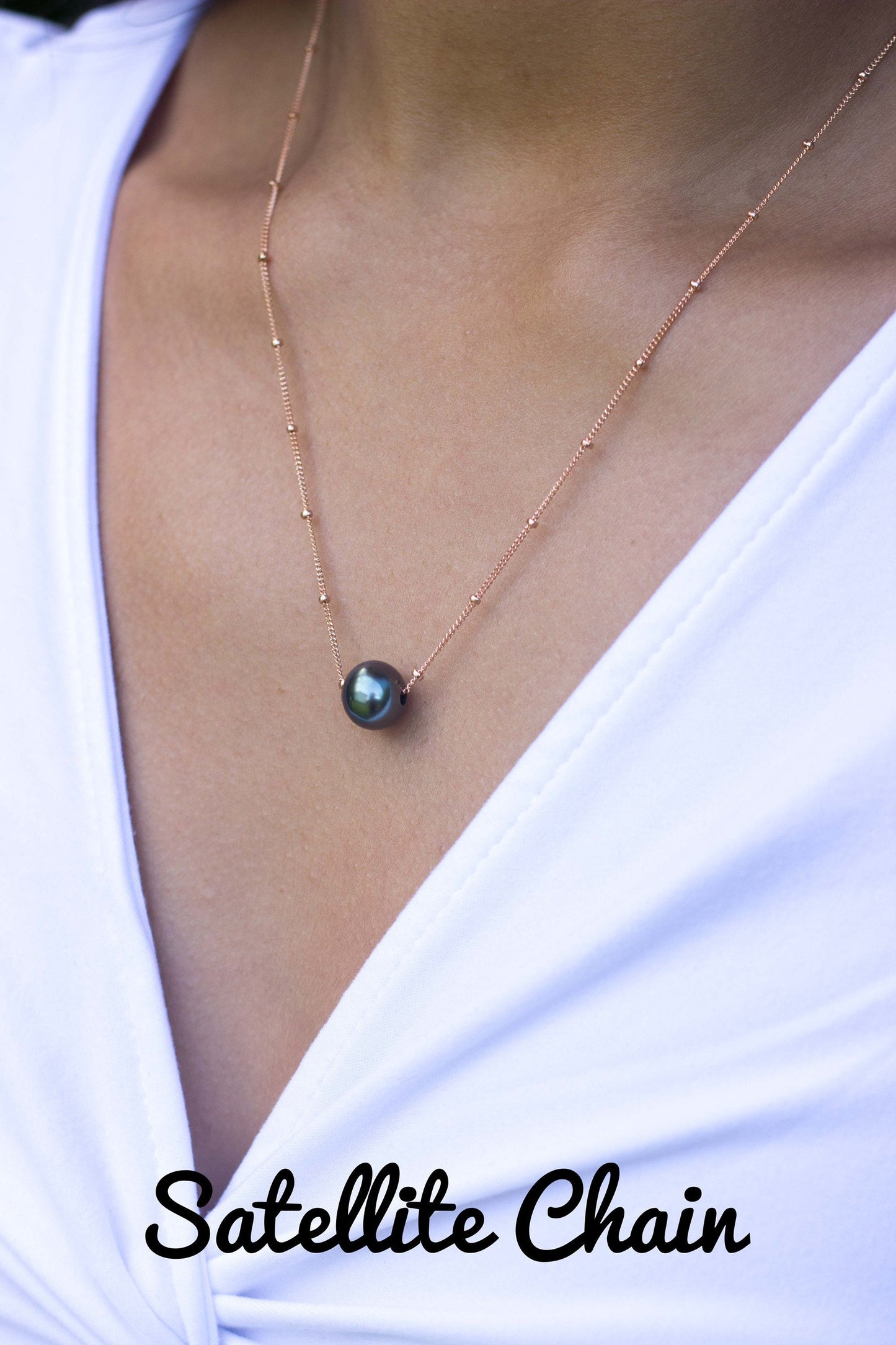 Tahitian pearl necklace — Floating • Slider • CHOOSE YOUR PEARL • Hawaiian jewelry