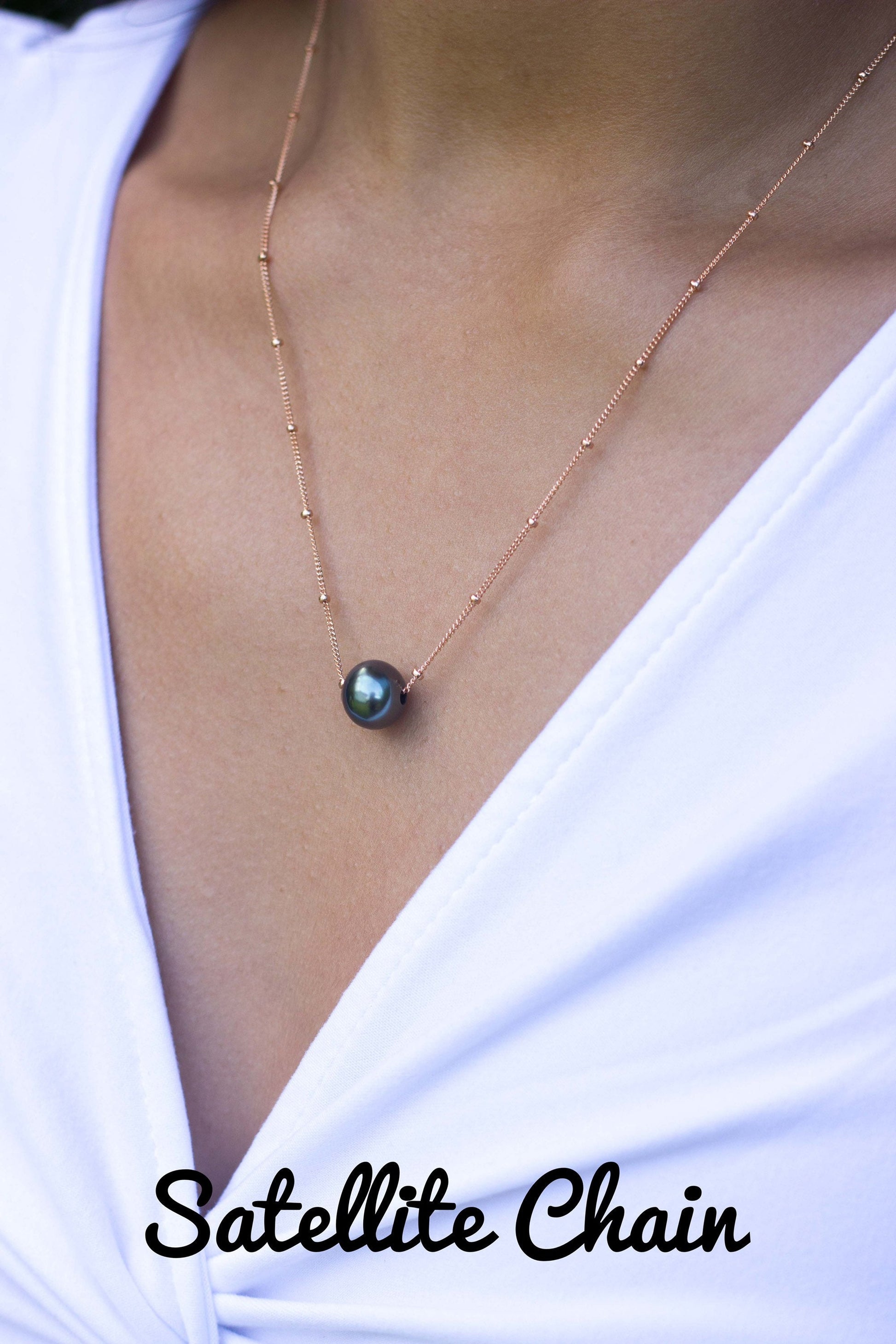 Tahitian pearl necklace — Floating • Slider • CHOOSE YOUR PEARL • Hawaiian jewelry