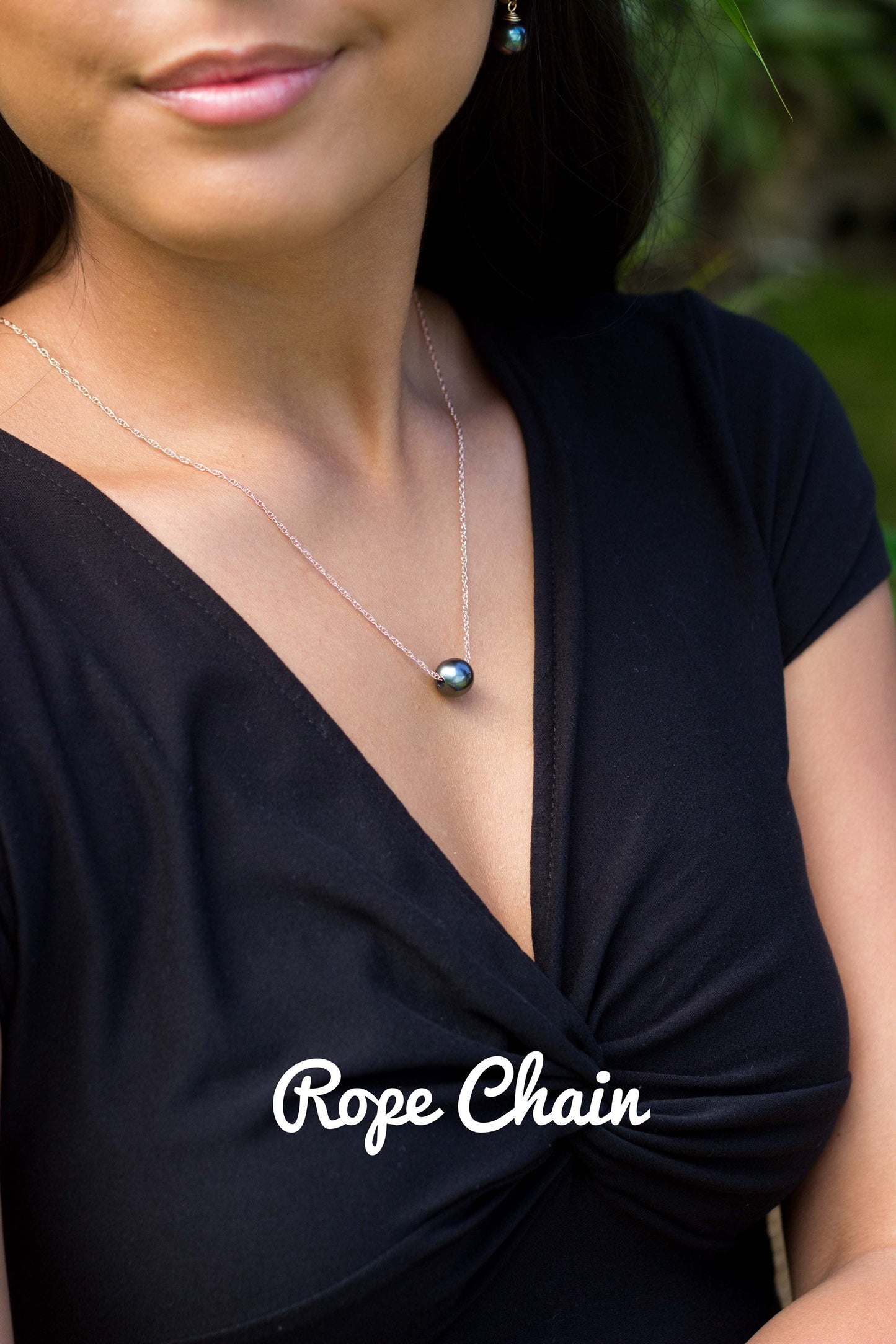Tahitian pearl necklace — Floating • Slider • CHOOSE YOUR PEARL • Hawaiian jewelry