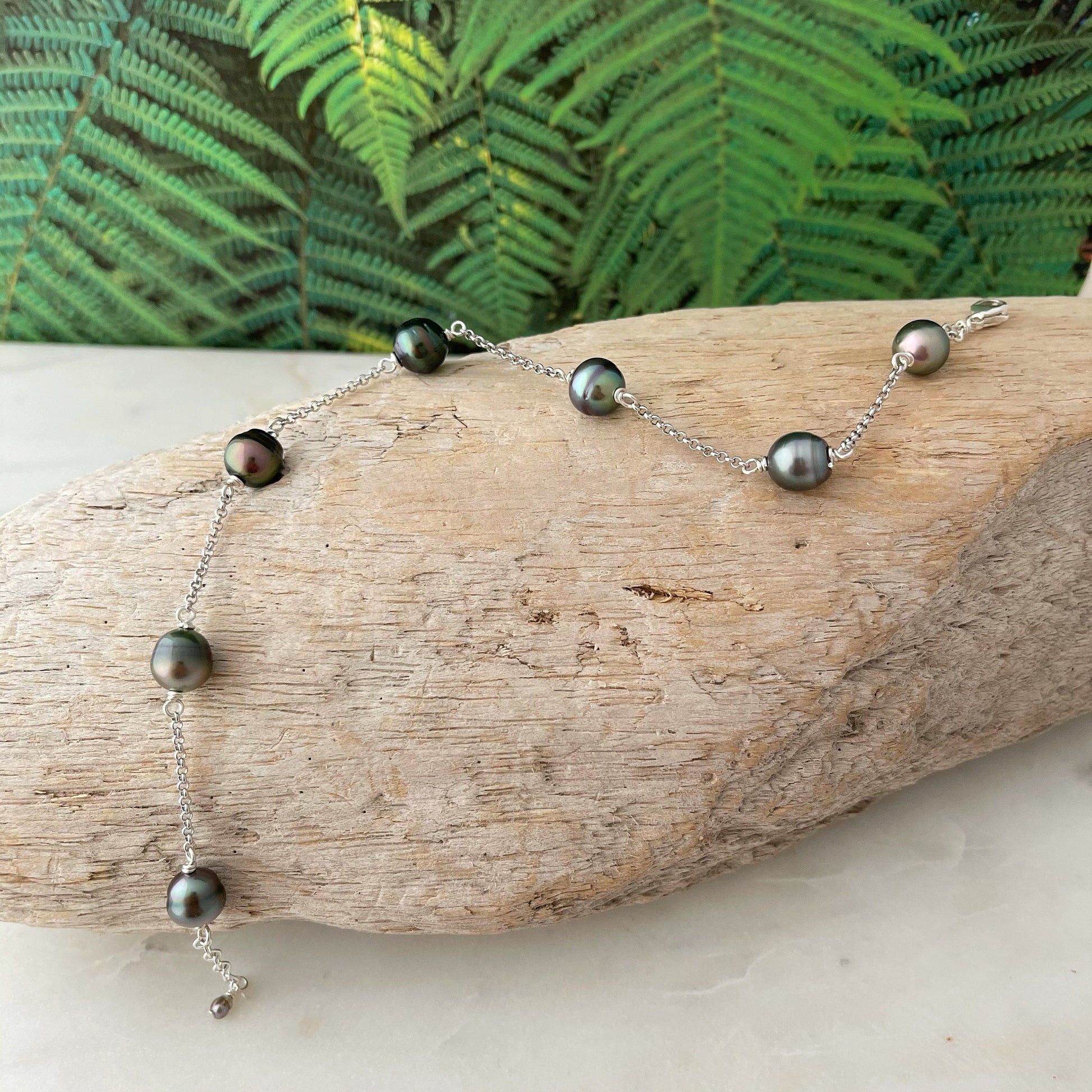 Tahitian Pearl Anklet – Sterling Silver or Gold Filled Chain • Beachy Jewelry • Handmade in Hawaii