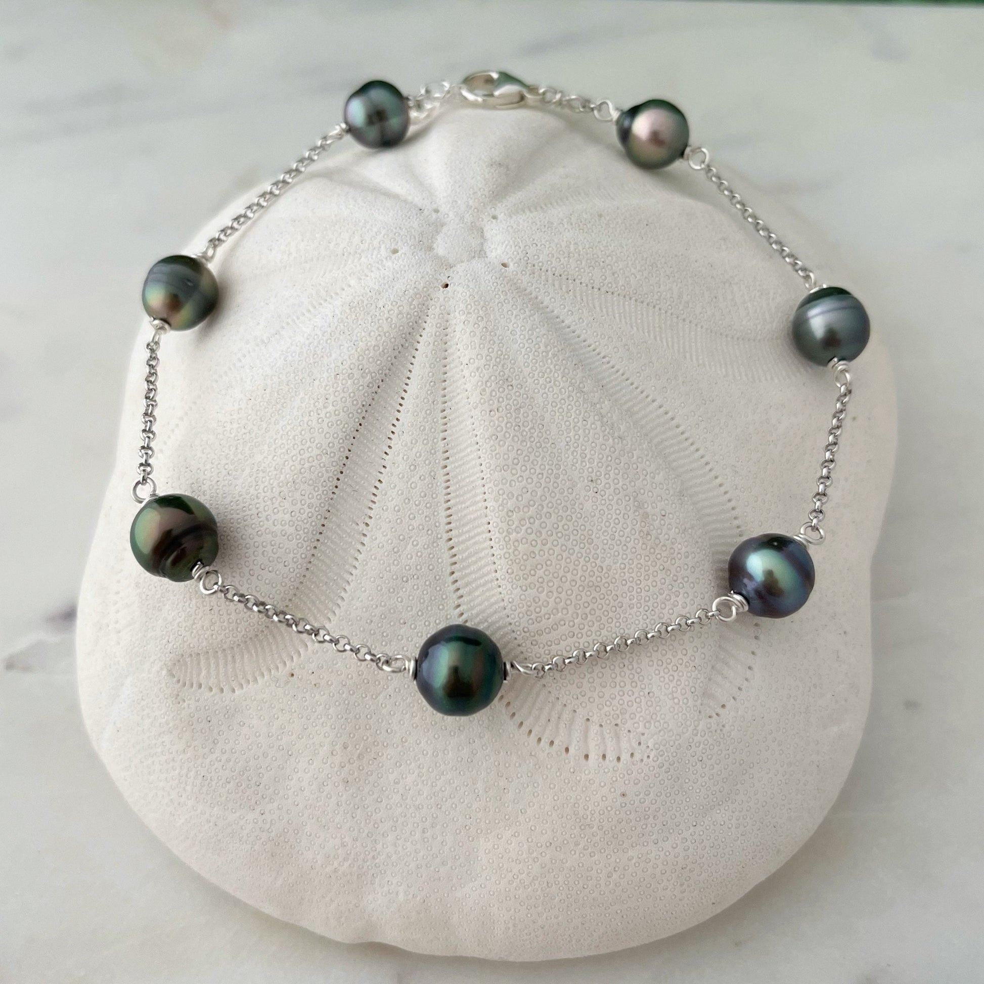 Tahitian Pearl Anklet – Sterling Silver or Gold Filled Chain • Beachy Jewelry • Handmade in Hawaii
