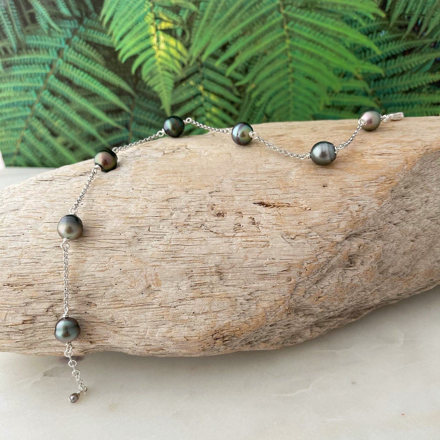 Tahitian Pearl Anklet – Sterling Silver or Gold Filled Chain • Beachy Jewelry • Handmade in Hawaii