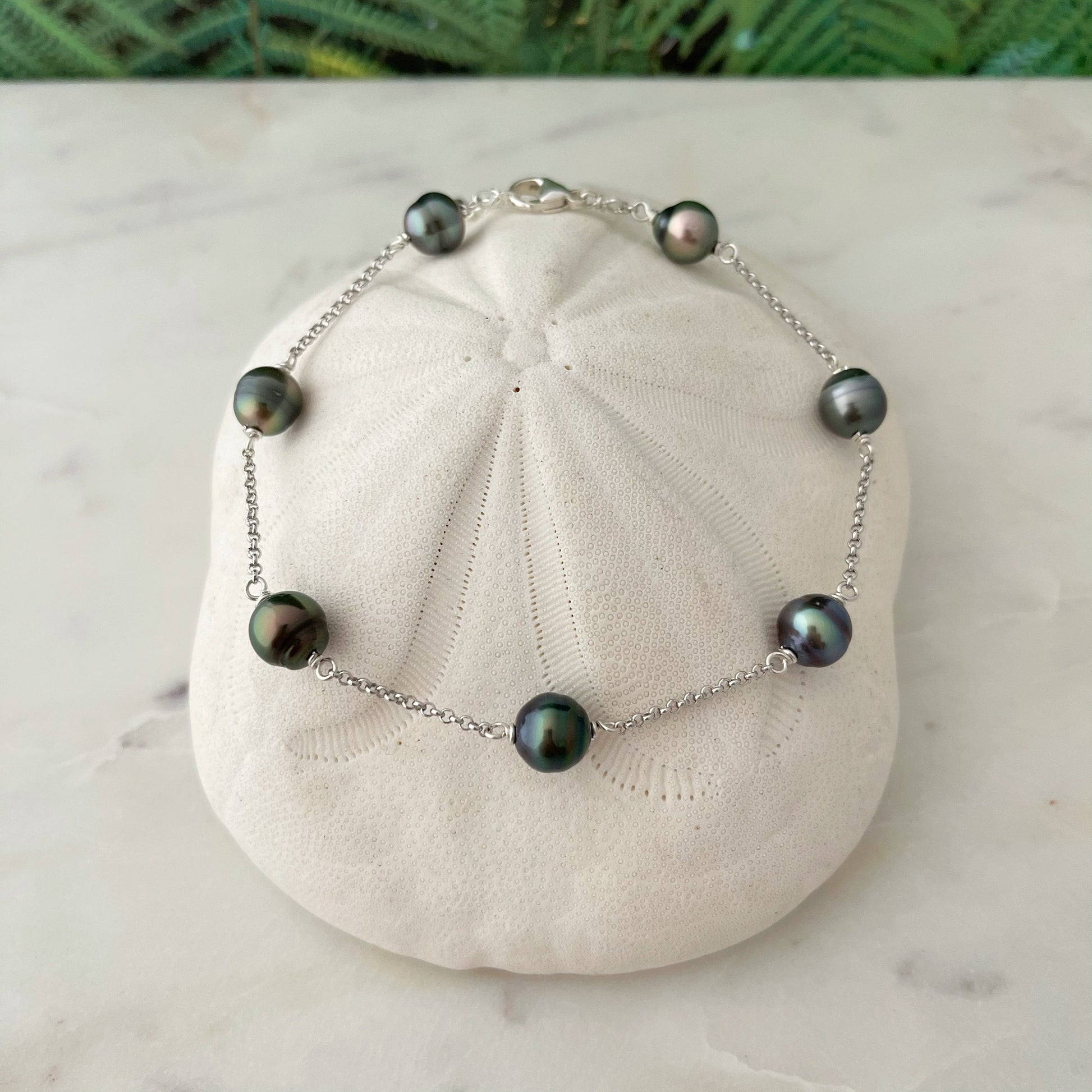 Tahitian Pearl Anklet – Sterling Silver or Gold Filled Chain • Beachy Jewelry • Handmade in Hawaii