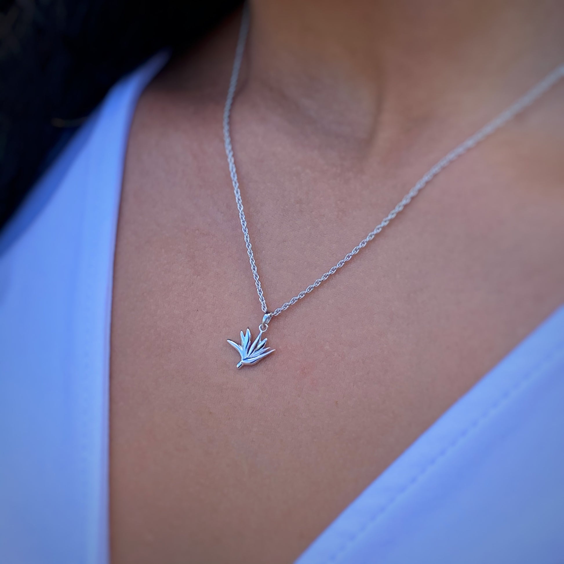Sterling Silver Bird of Paradise Necklace , bird of paradise jewelry , hawaiian jewelry , hawaiian flower necklace , hawaiian necklace