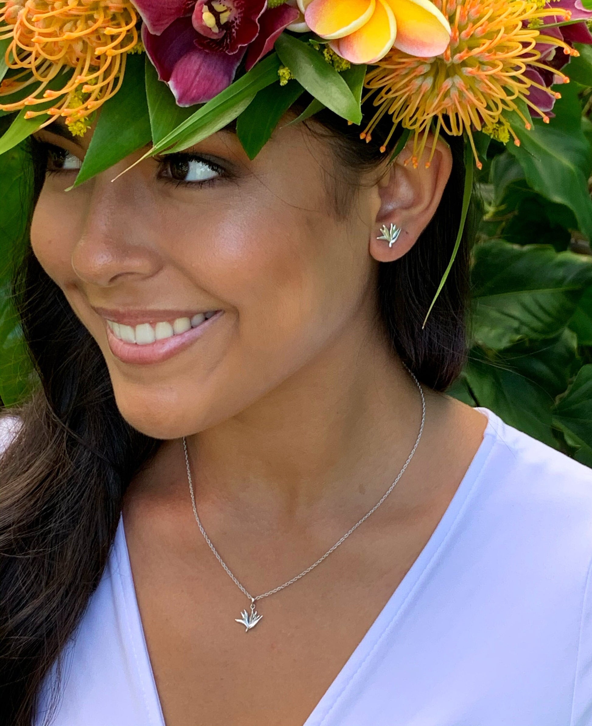 Sterling Silver Bird of Paradise Necklace , bird of paradise jewelry , hawaiian jewelry , hawaiian flower necklace , hawaiian necklace