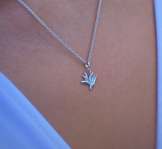 Sterling Silver Bird of Paradise Necklace , bird of paradise jewelry , hawaiian jewelry , hawaiian flower necklace , hawaiian necklace