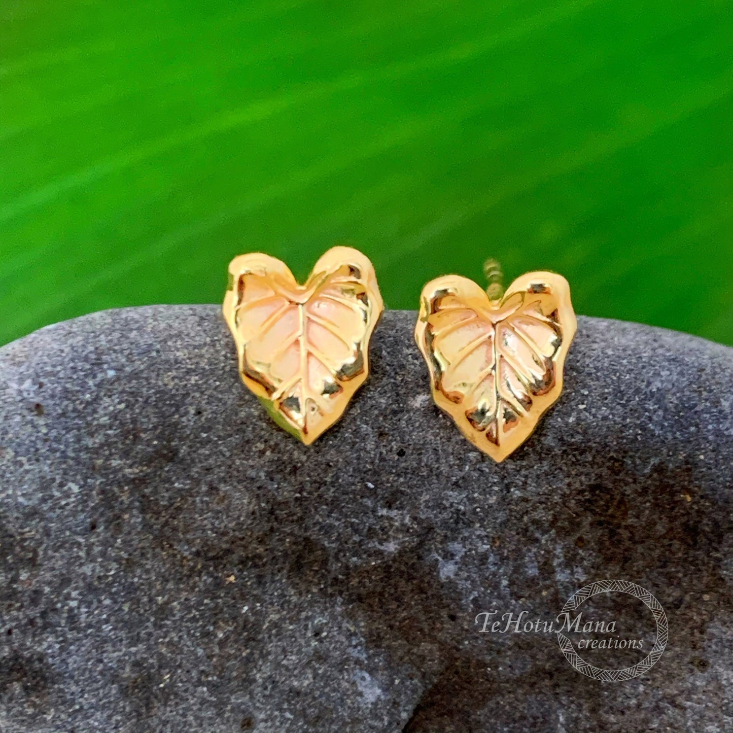 Taro Leaf Stud Earrings in sterling silver