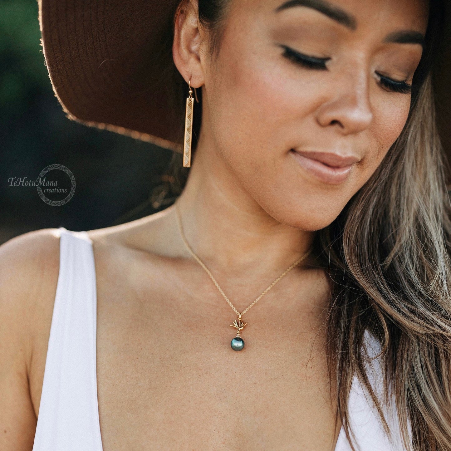 Hawaii earrings • Bar Lauhala : Gold vermeil or Sterling silver