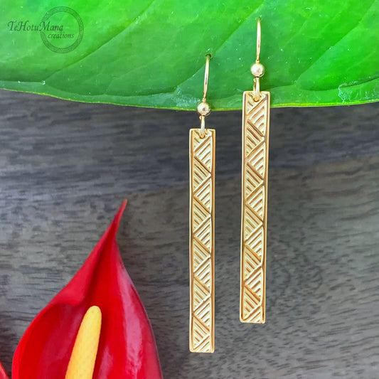 Hawaii earrings • Bar Lauhala : Gold vermeil or Sterling silver