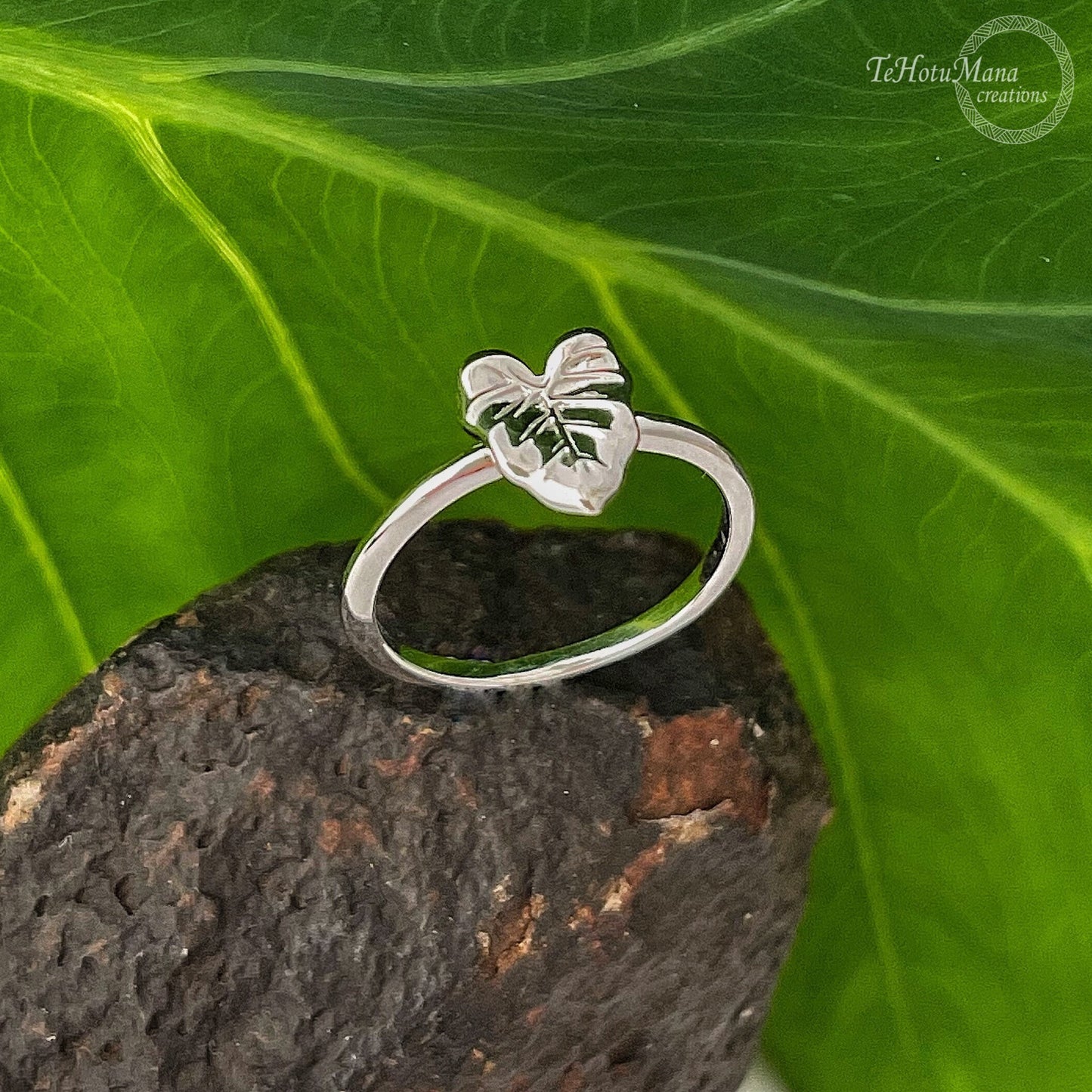 Sterling Silver Kalo Leaf Ring: Hawaiian Jewelry