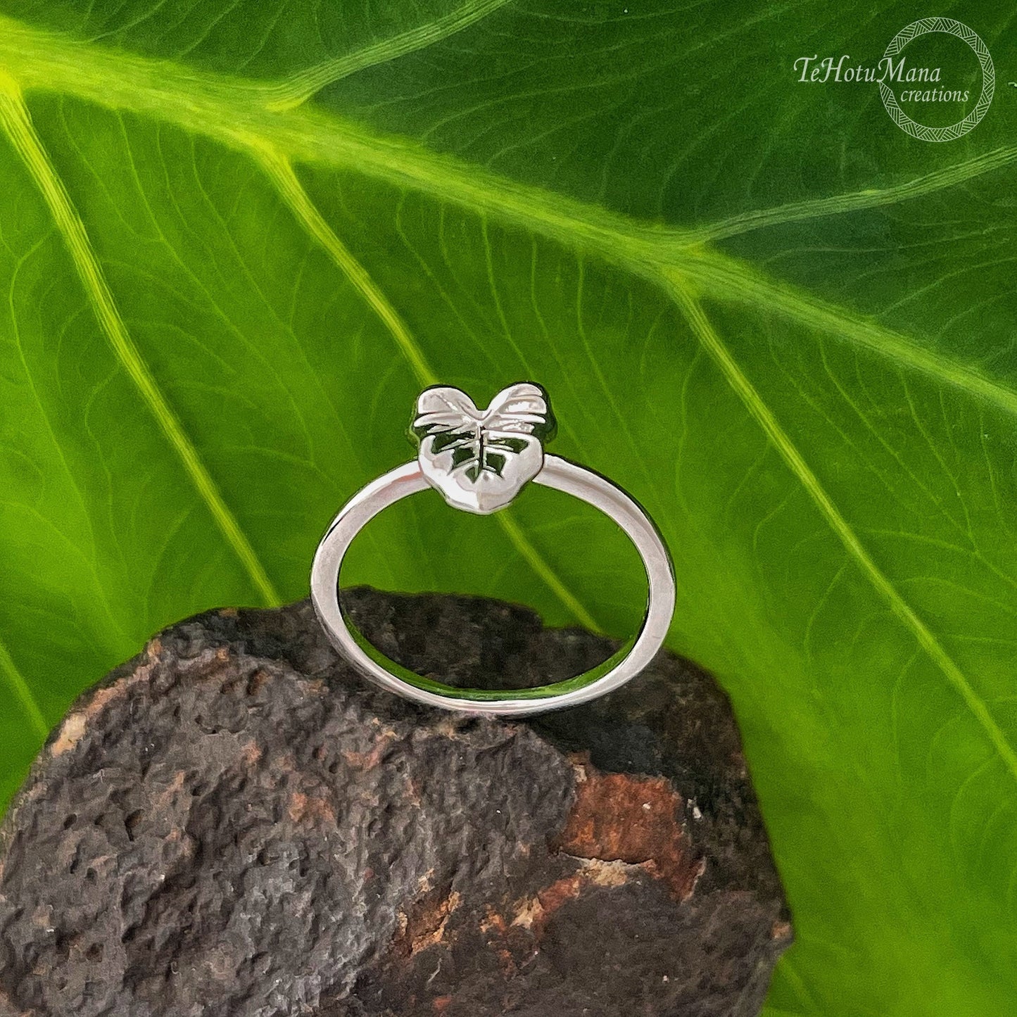 Sterling Silver Kalo Leaf Ring: Hawaiian Jewelry