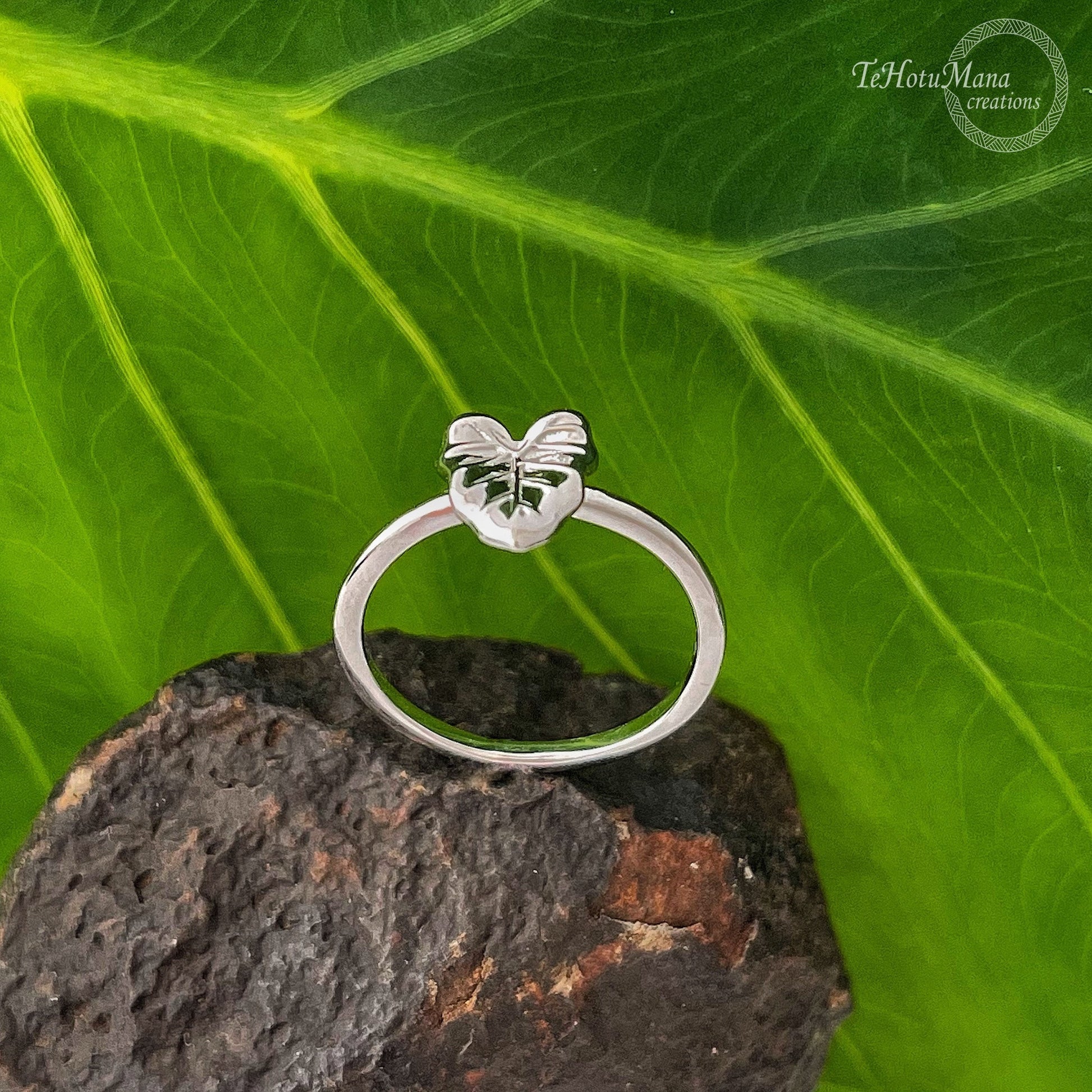 Sterling Silver Kalo Leaf Ring: Hawaiian Jewelry