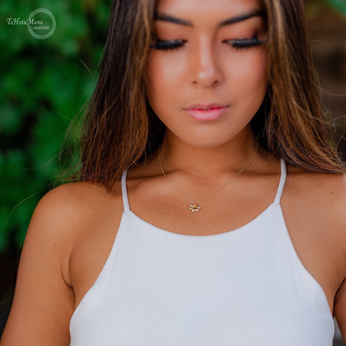 Hawaiian Flower Pendant • Naupaka Necklace in Sterling Silver or Gold Vermeil • Island-Inspired Jewelry