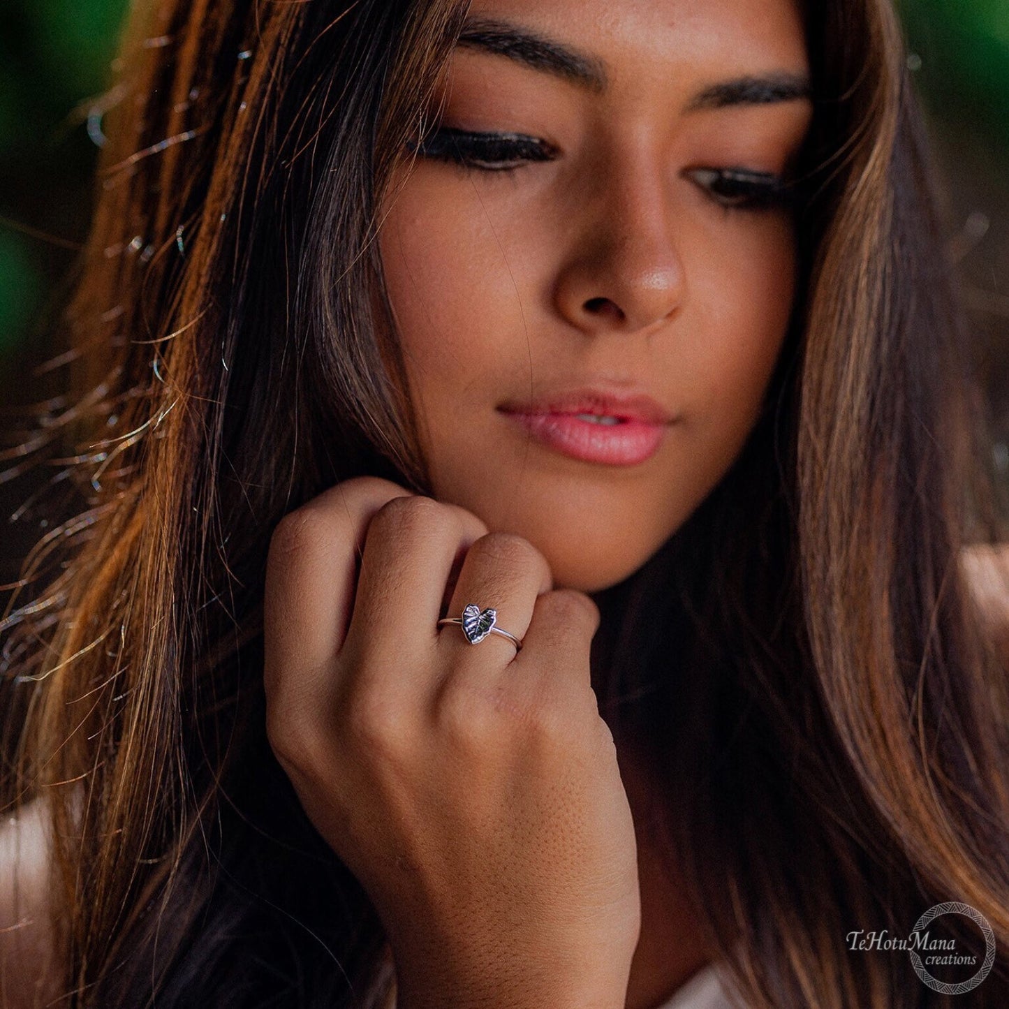 Sterling Silver Kalo Leaf Ring: Hawaiian Jewelry