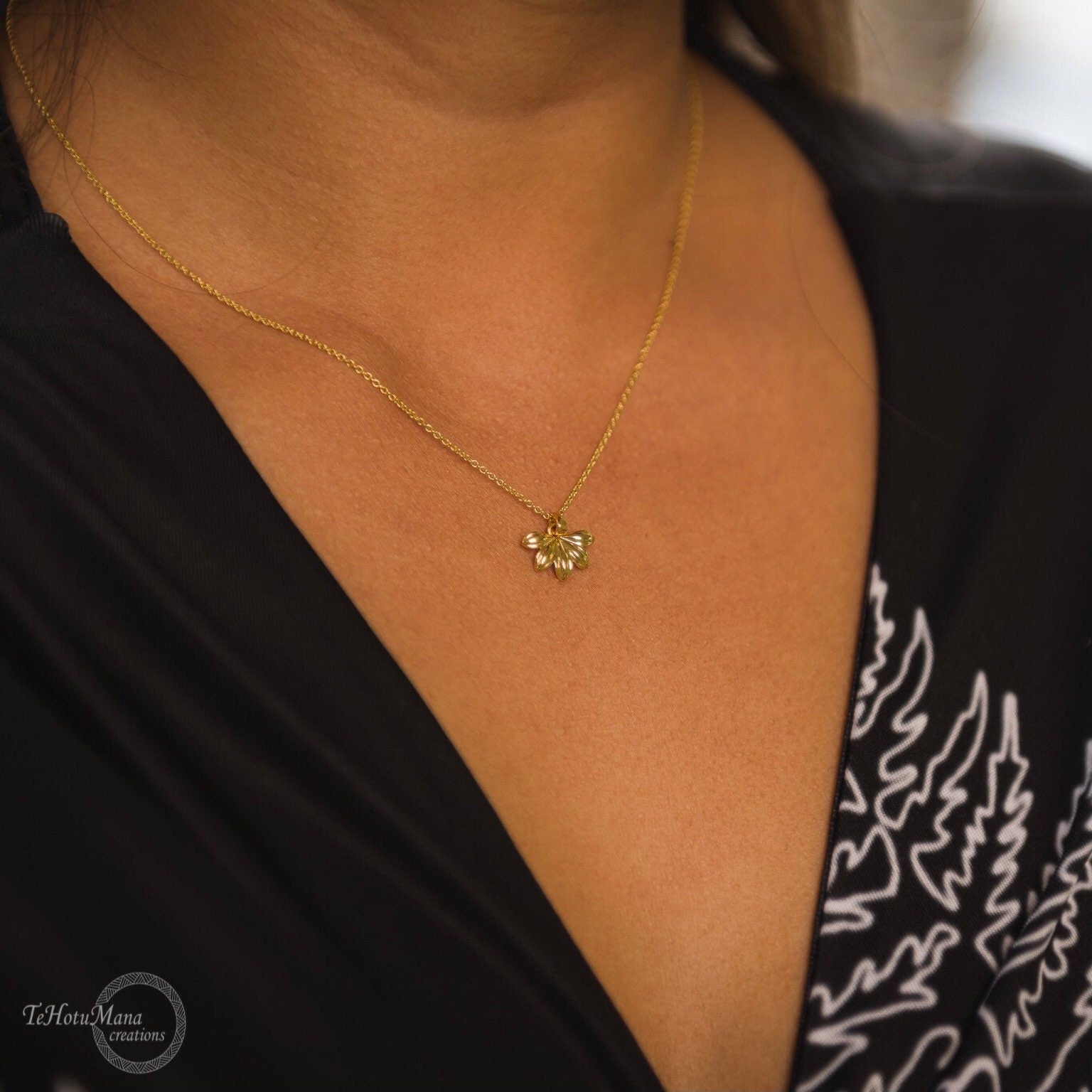 Hawaiian Flower Pendant • Naupaka Necklace in Sterling Silver or Gold Vermeil • Island-Inspired Jewelry