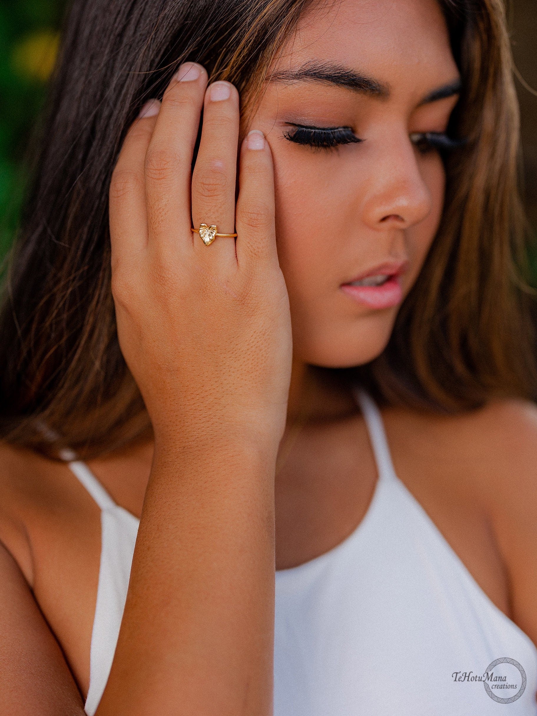 Kalo Leaf Ring – Gold Vermeil Hawaiian Taro Leaf Jewelry • Symbol of Aloha and Strength