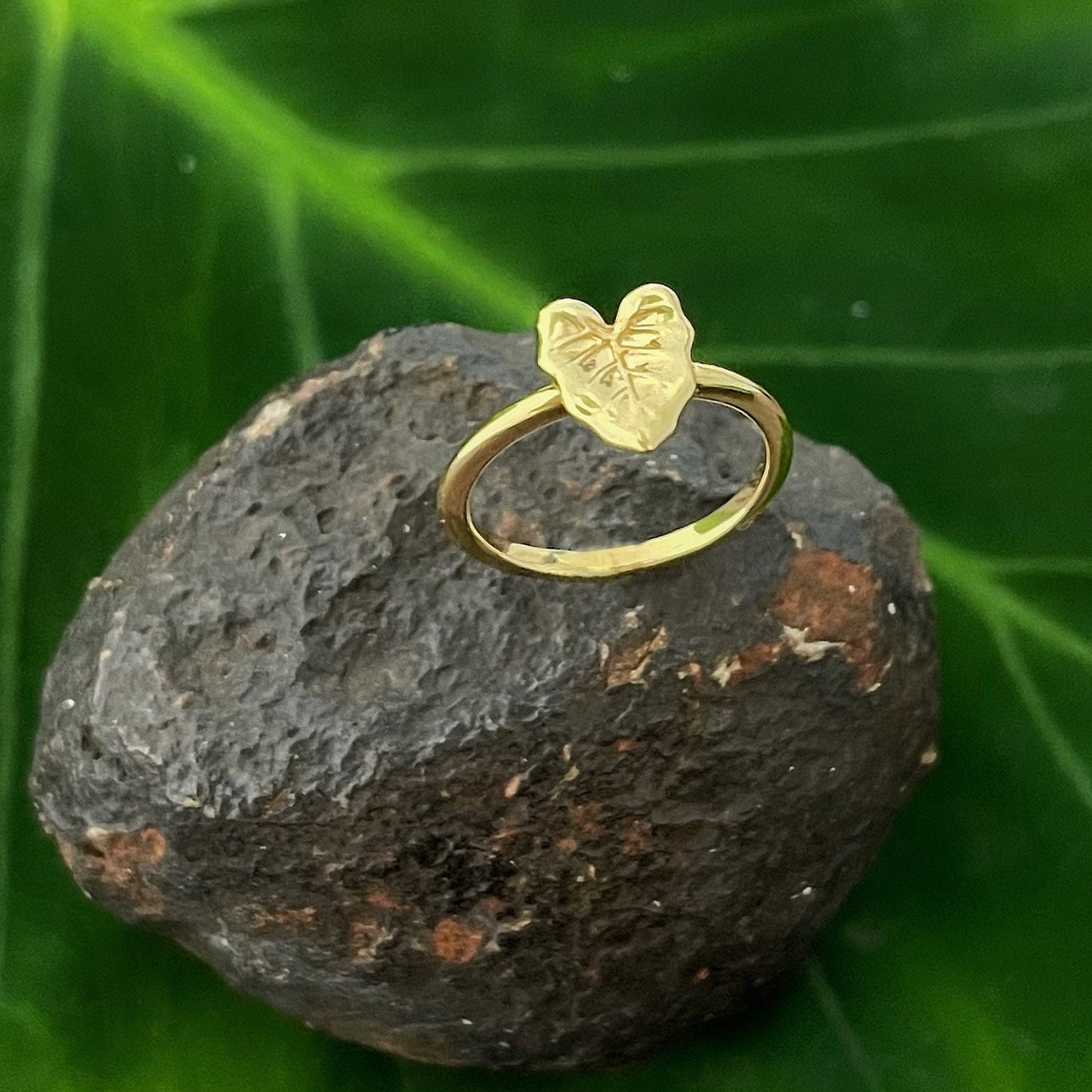 Kalo Leaf Ring – Gold Vermeil Hawaiian Taro Leaf Jewelry • Symbol of Aloha and Strength