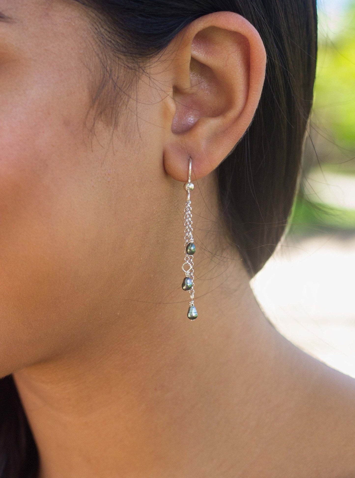 Tahitian Keshi Earrings • Dangle Drop Jewelry • Gold filled or Sterling Silver