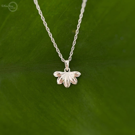 Hawaiian Flower Pendant • Naupaka Necklace in Sterling Silver or Gold Vermeil • Island-Inspired Jewelry