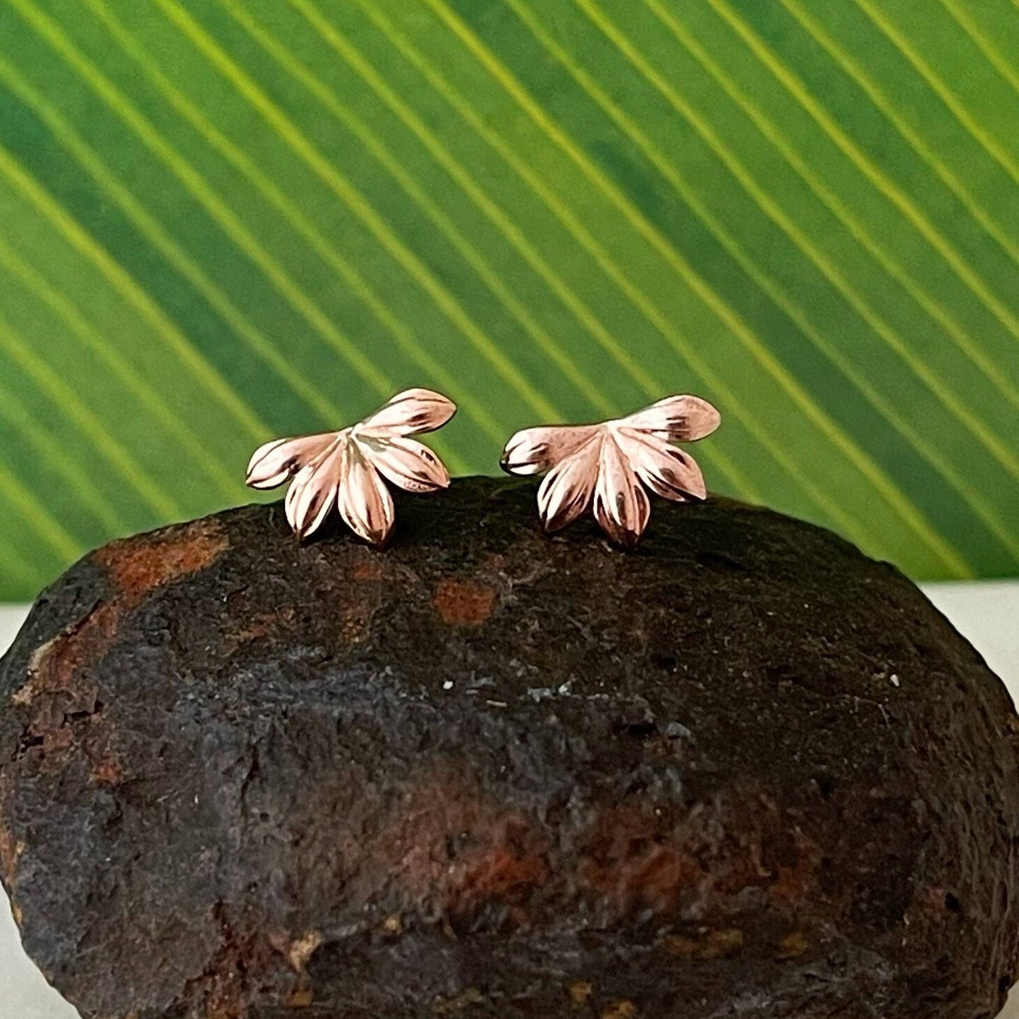 Naupaka Stud Earrings in Gold Vermeil or Sterling silver – Hawaiian Flower Design