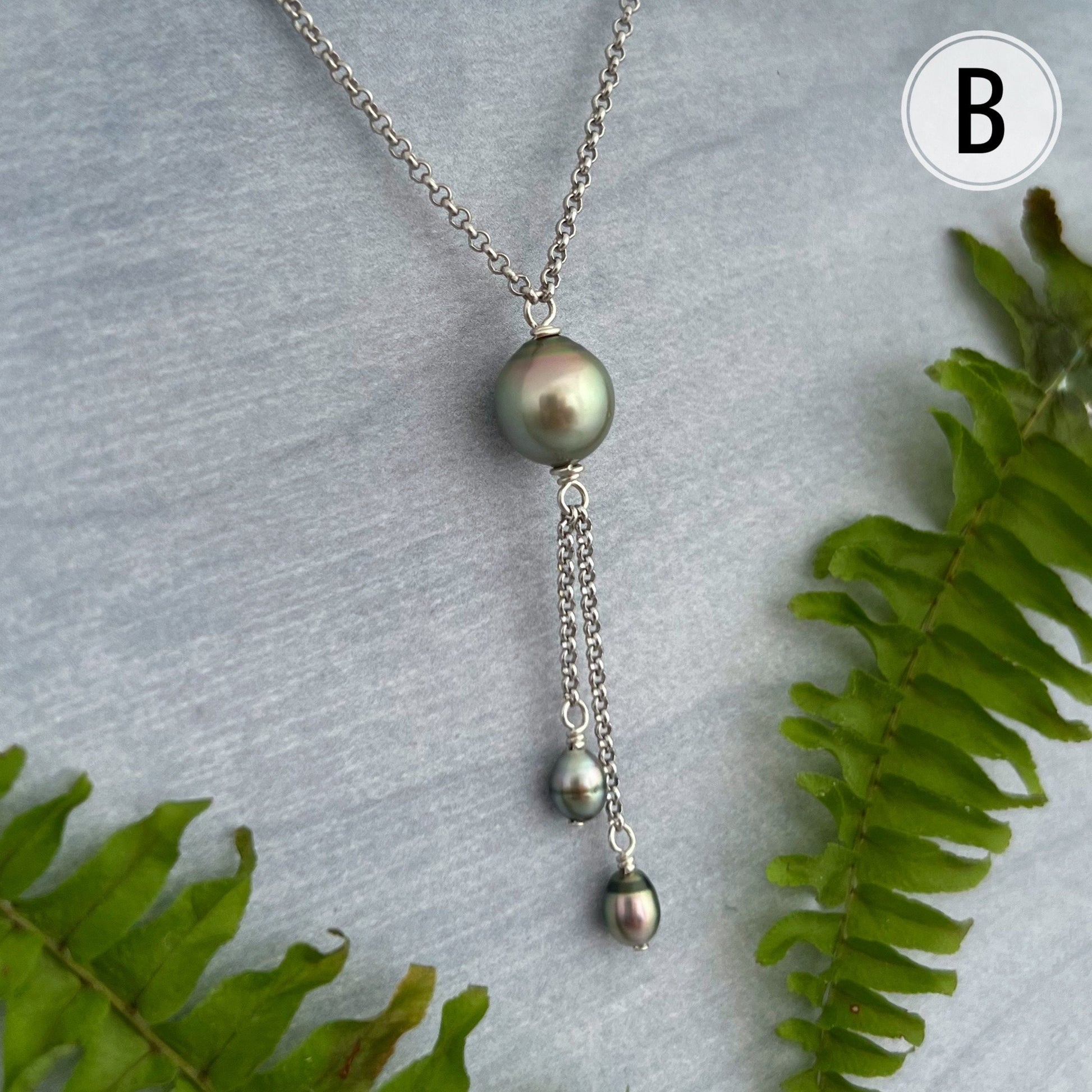 Tahitian pearl necklace • Dainty Keshi jewelry • dangle sterling silver gift