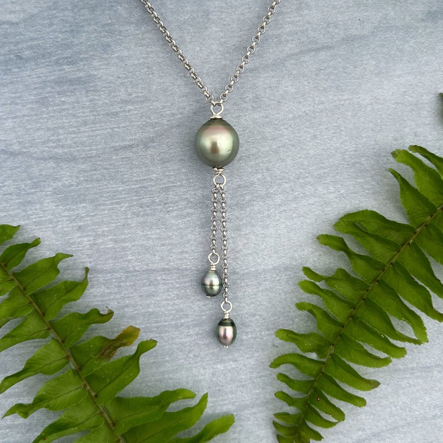 Tahitian pearl necklace • Dainty Keshi jewelry • dangle sterling silver gift