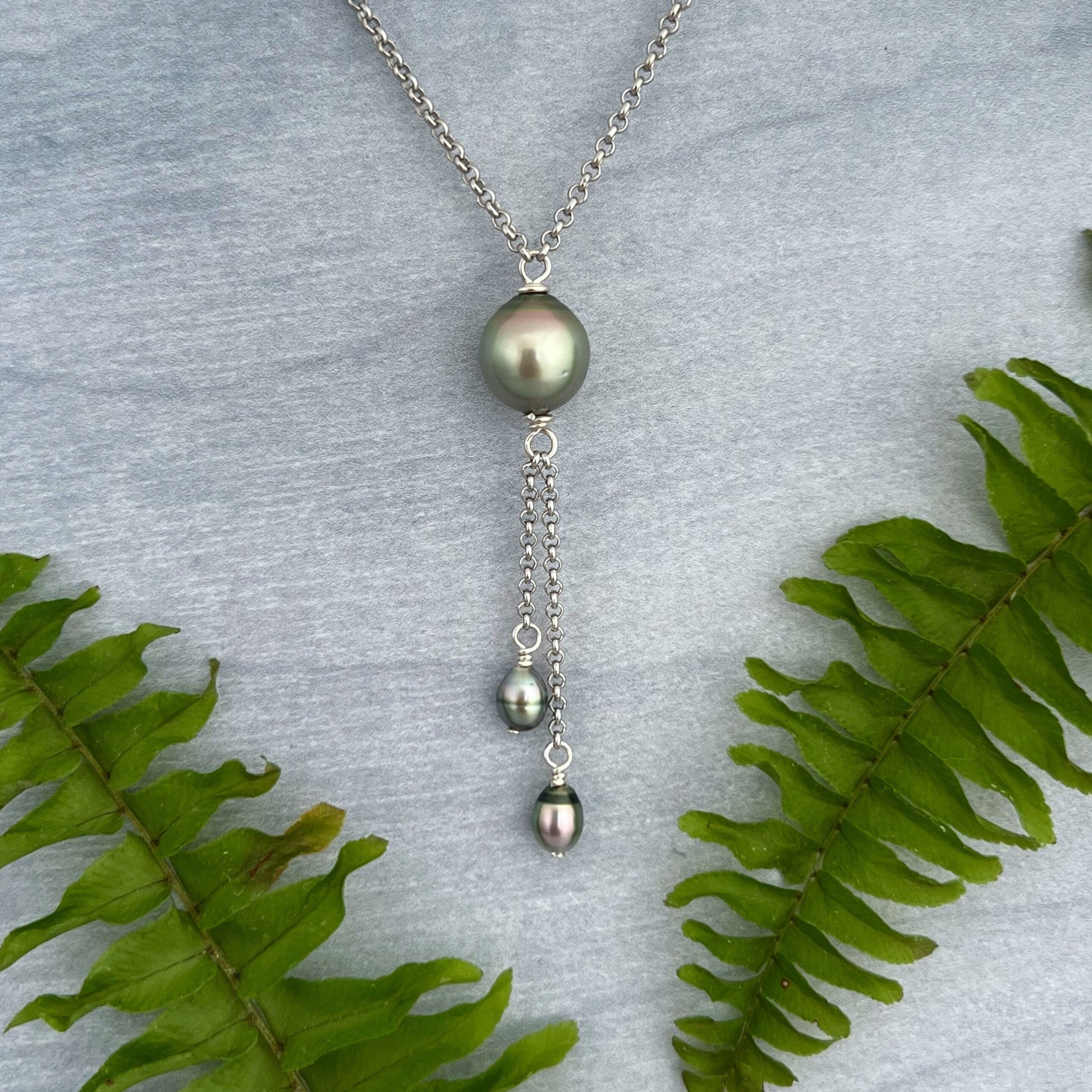 Tahitian pearl necklace • Dainty Keshi jewelry • dangle sterling silver gift
