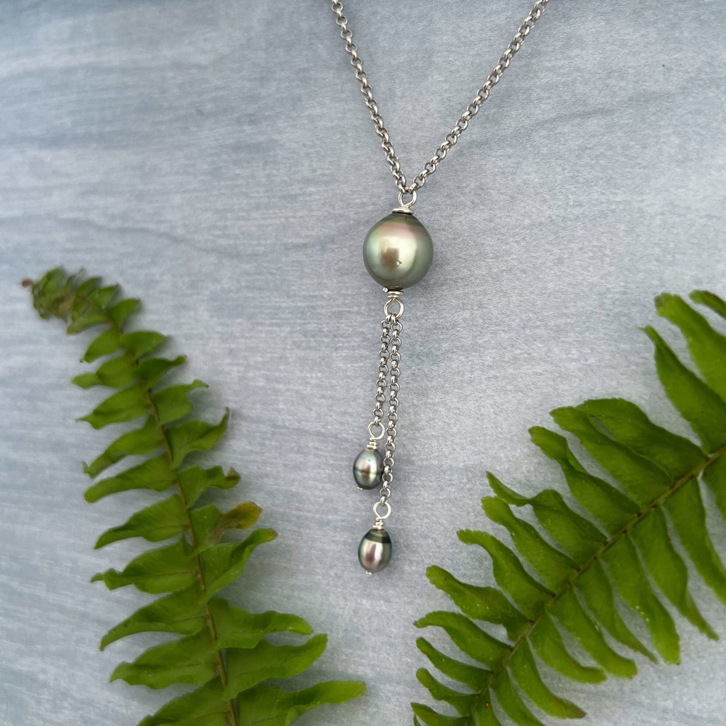 Tahitian pearl necklace • Dainty Keshi jewelry • dangle sterling silver gift