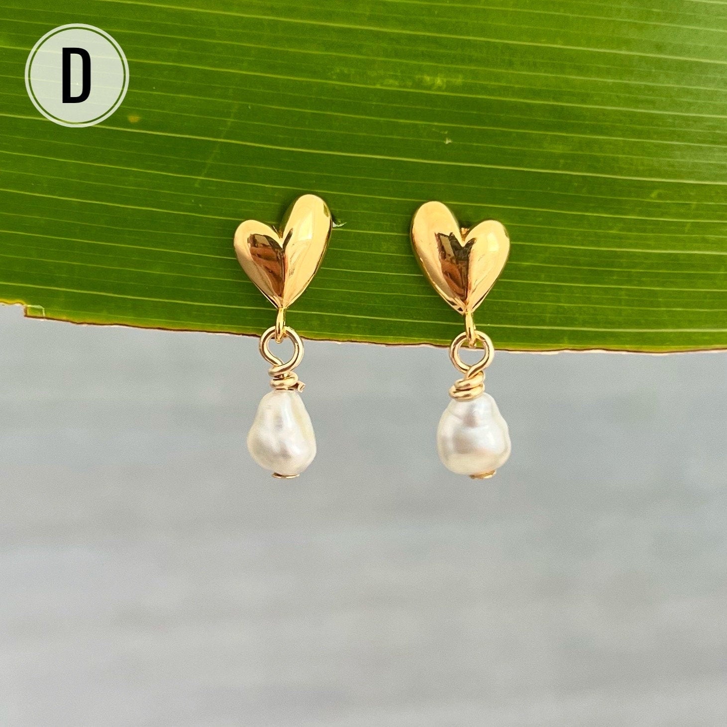 Tiny Heart Tahitian Pearl Earrings: 18k Gold Plated studs