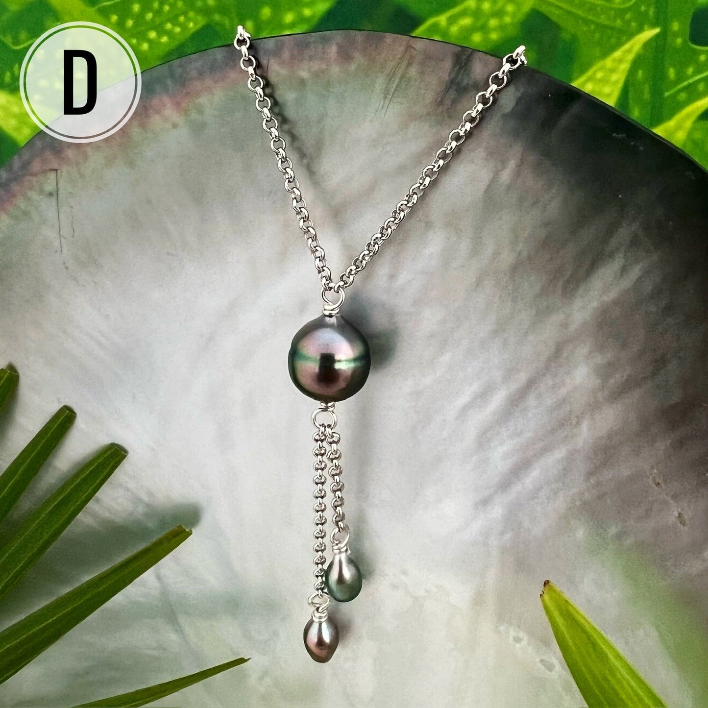Tahitian Pearl Drop Necklace: Sterling Silver Keshi Pearl Jewelry