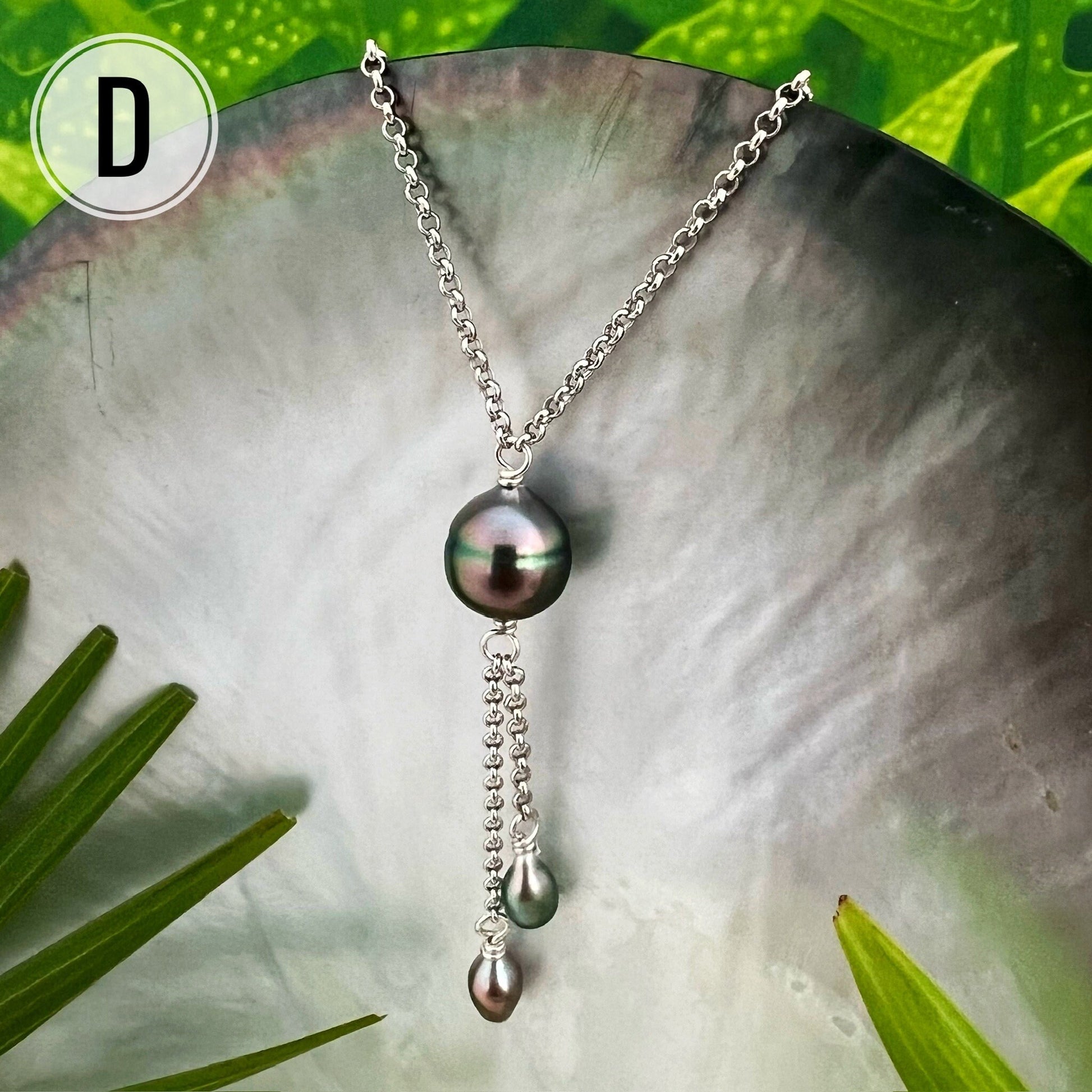 Tahitian Pearl Drop Necklace: Sterling Silver Keshi Pearl Jewelry