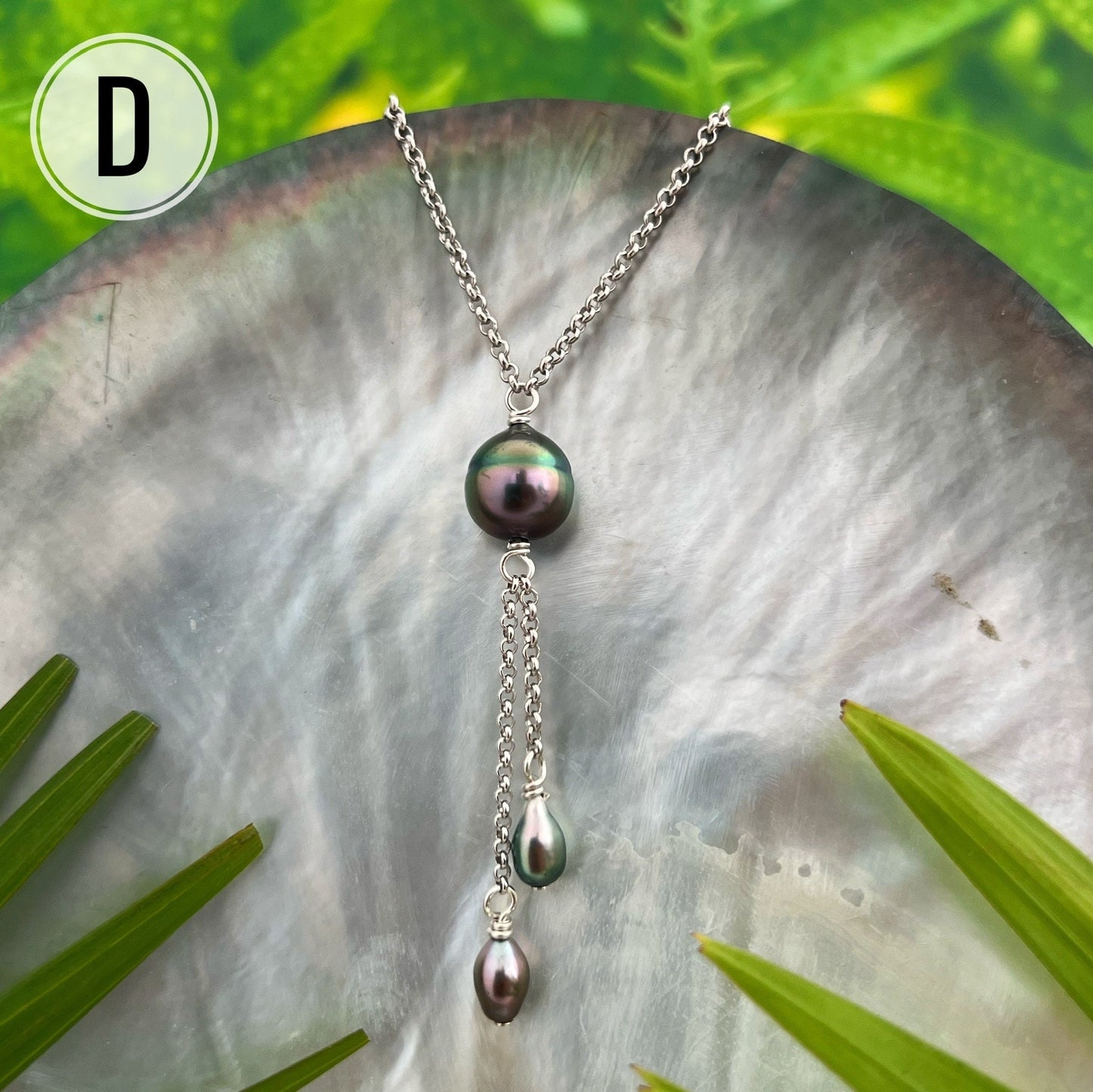Tahitian Pearl Drop Necklace: Sterling Silver Keshi Pearl Jewelry