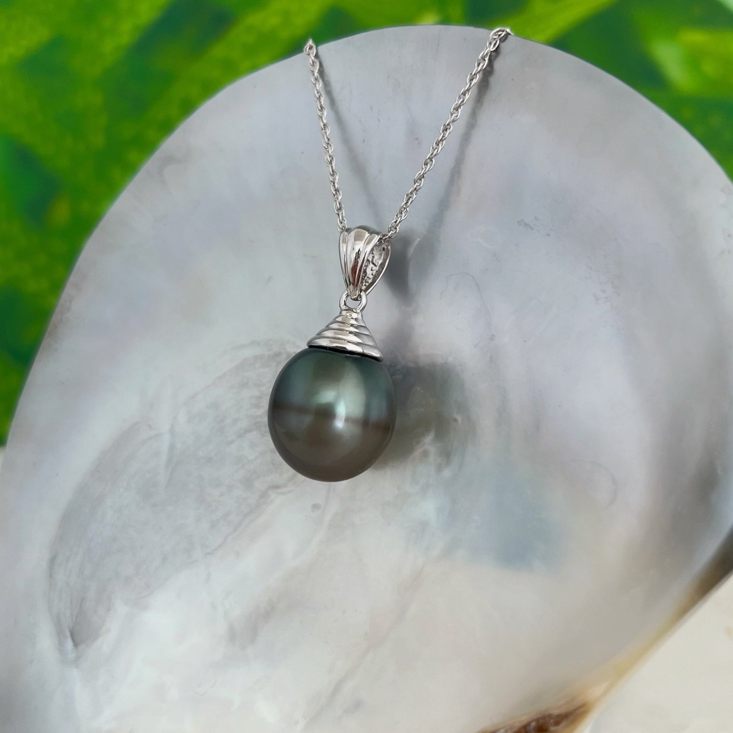 DOORBUSTER Tahitian Pearl Pendant • big 15mm black pearl • rare jewelry in sterling silver