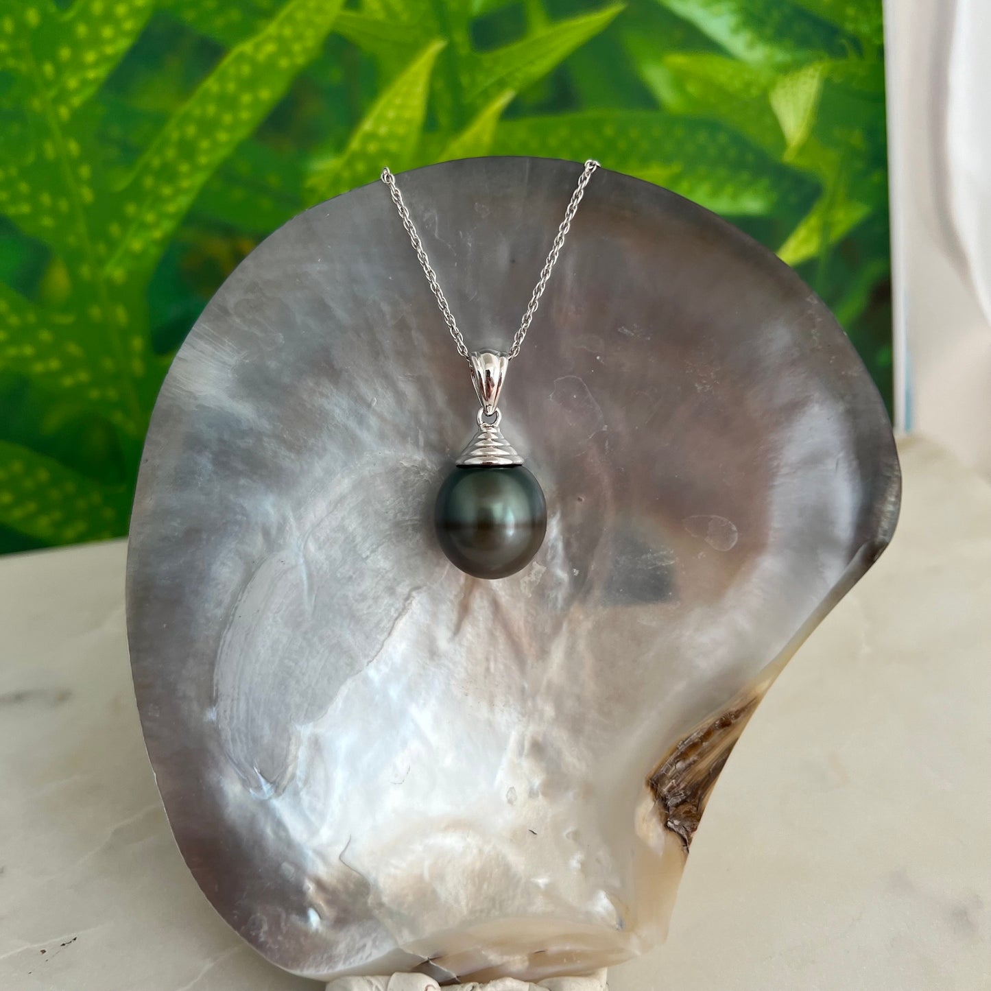 DOORBUSTER Tahitian Pearl Pendant • big 15mm black pearl • rare jewelry in sterling silver