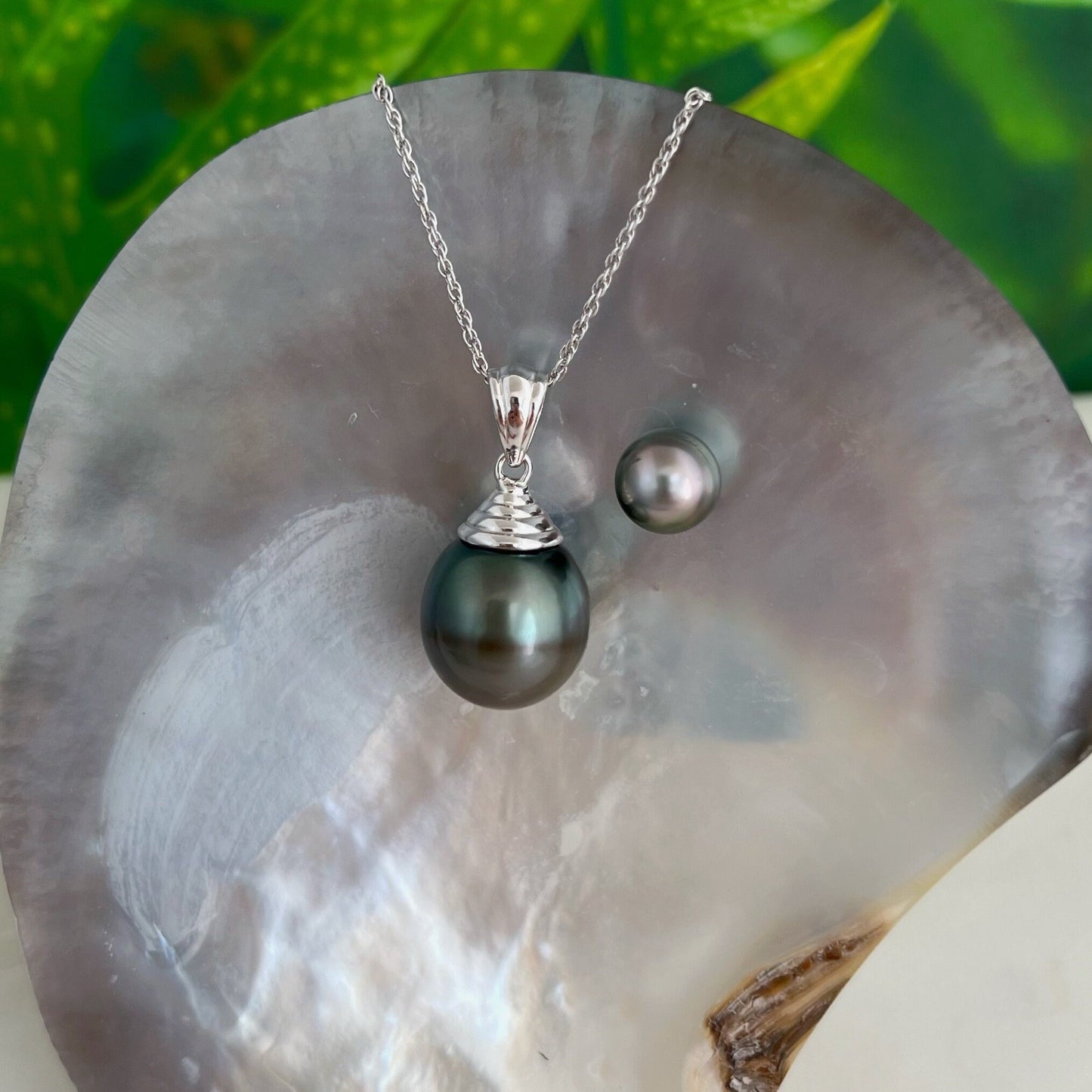 DOORBUSTER Tahitian Pearl Pendant • big 15mm black pearl • rare jewelry in sterling silver