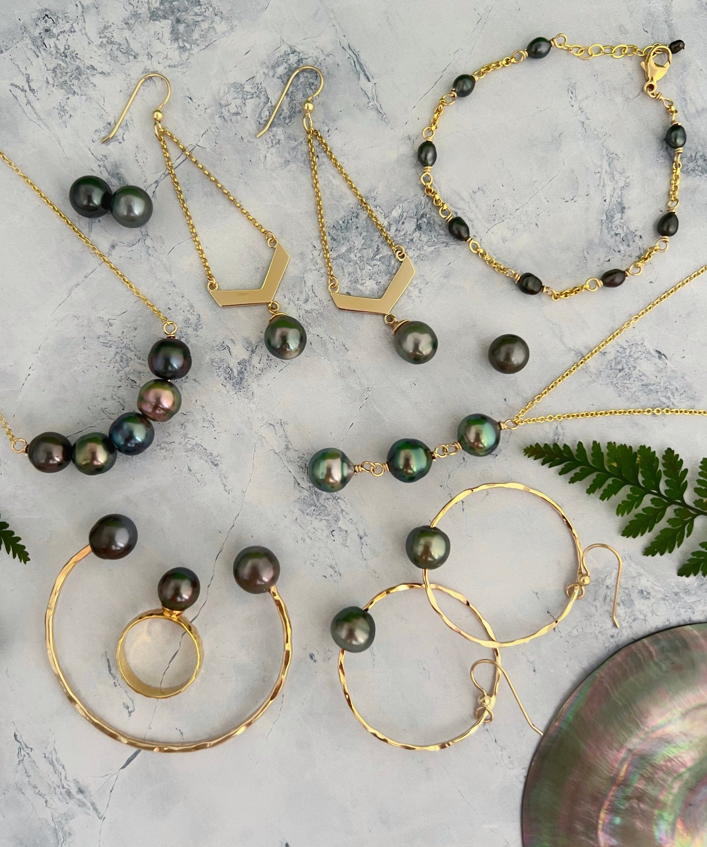 Multicolor Tahitian Pearl Bar Necklace: 14k Gold Filled Chain