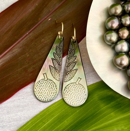 NEW Hawaiian mother of pearl earrings in gold filled or sterling silver • Natural shell jewelry made in hawaii • shell earrings Ulu Earrings