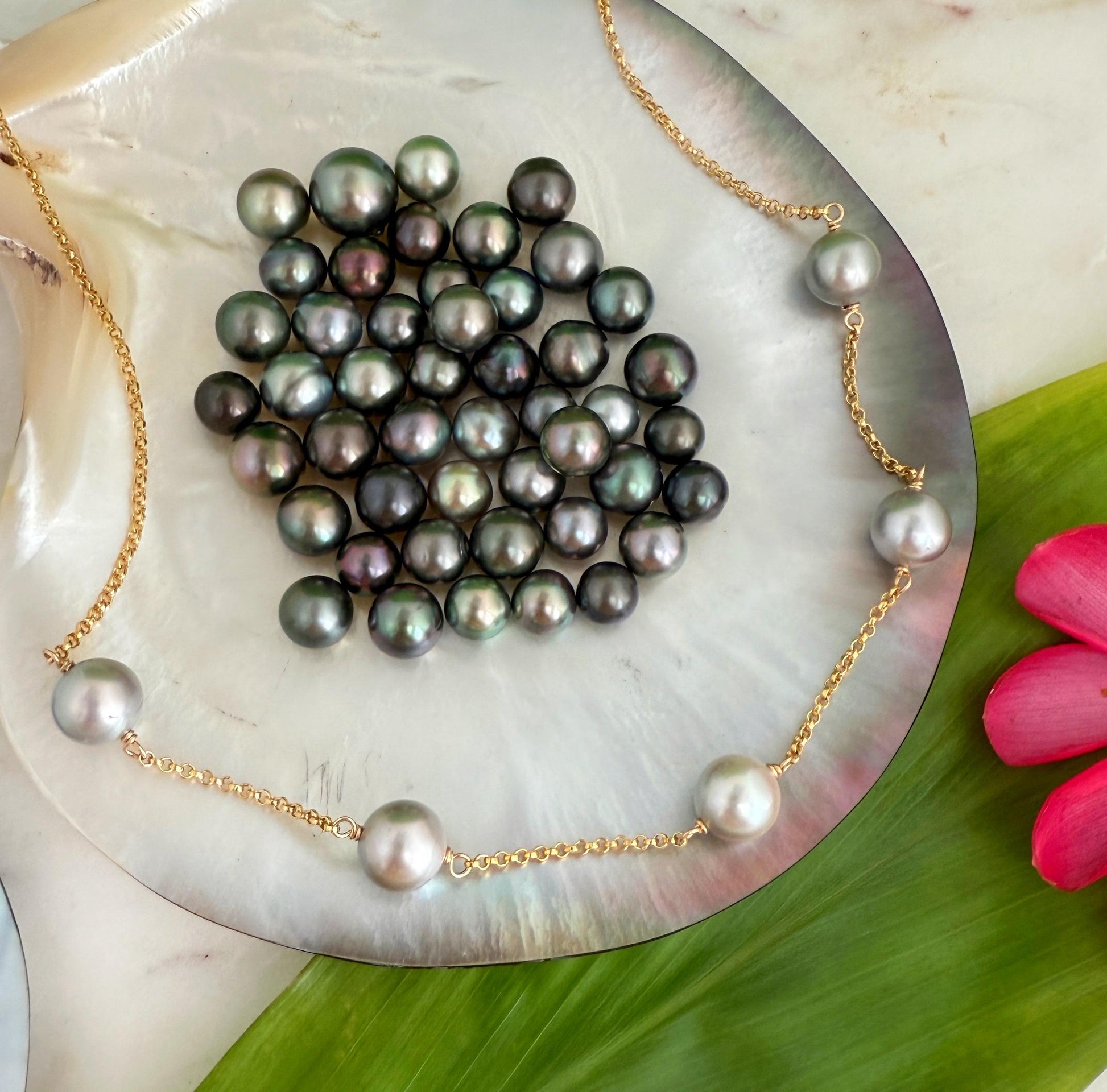 White Tahitian Pearl Necklace • Pastel color Jewelry