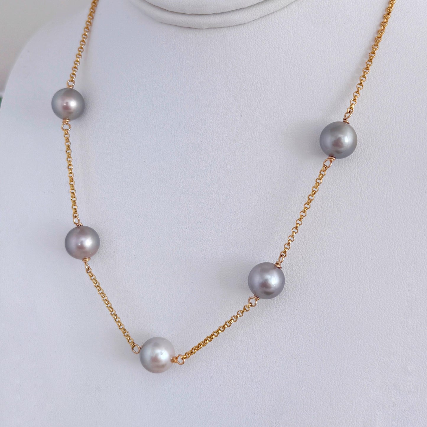 White Tahitian Pearl Necklace • Pastel color Jewelry