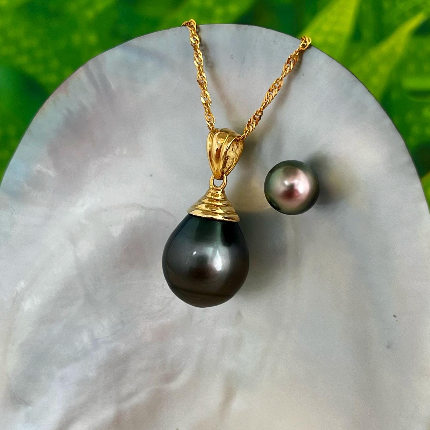 XL tahitian black pearl pendant