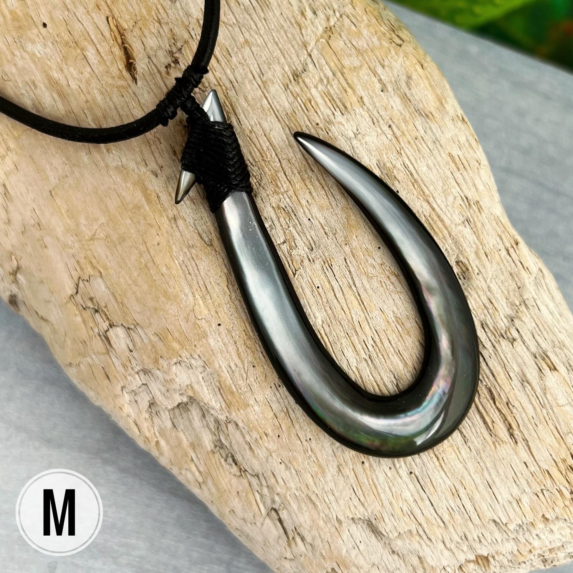 Hawaiian fishhook necklace handmade with Mother of pearl shell
