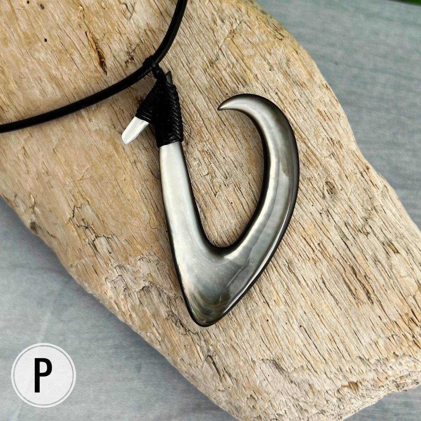 Hawaiian fishhook necklace handmade with Mother of pearl shell