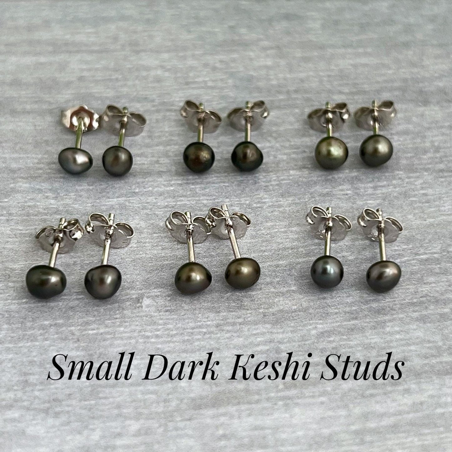 Tahitian Keshi Pearl Stud Earrings : Sterling Silver