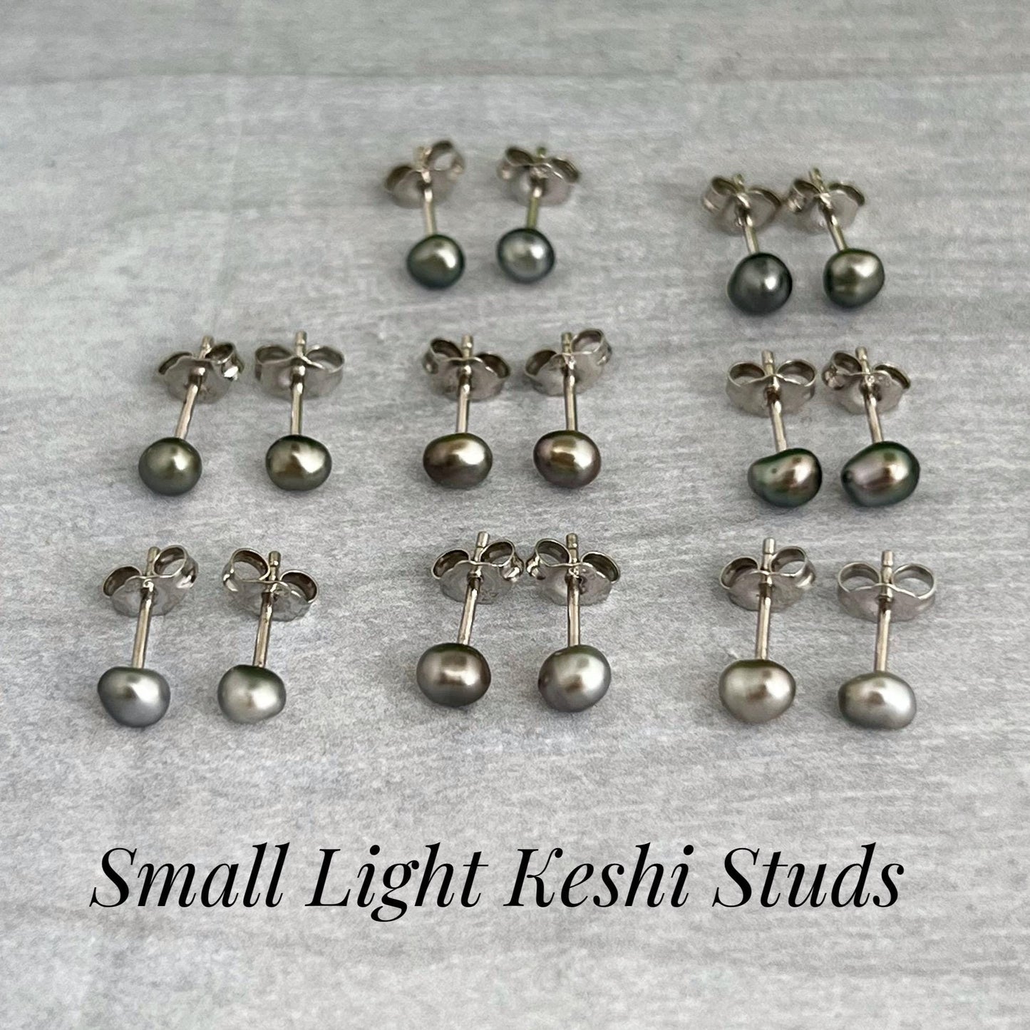 Tahitian Keshi Pearl Stud Earrings : Sterling Silver